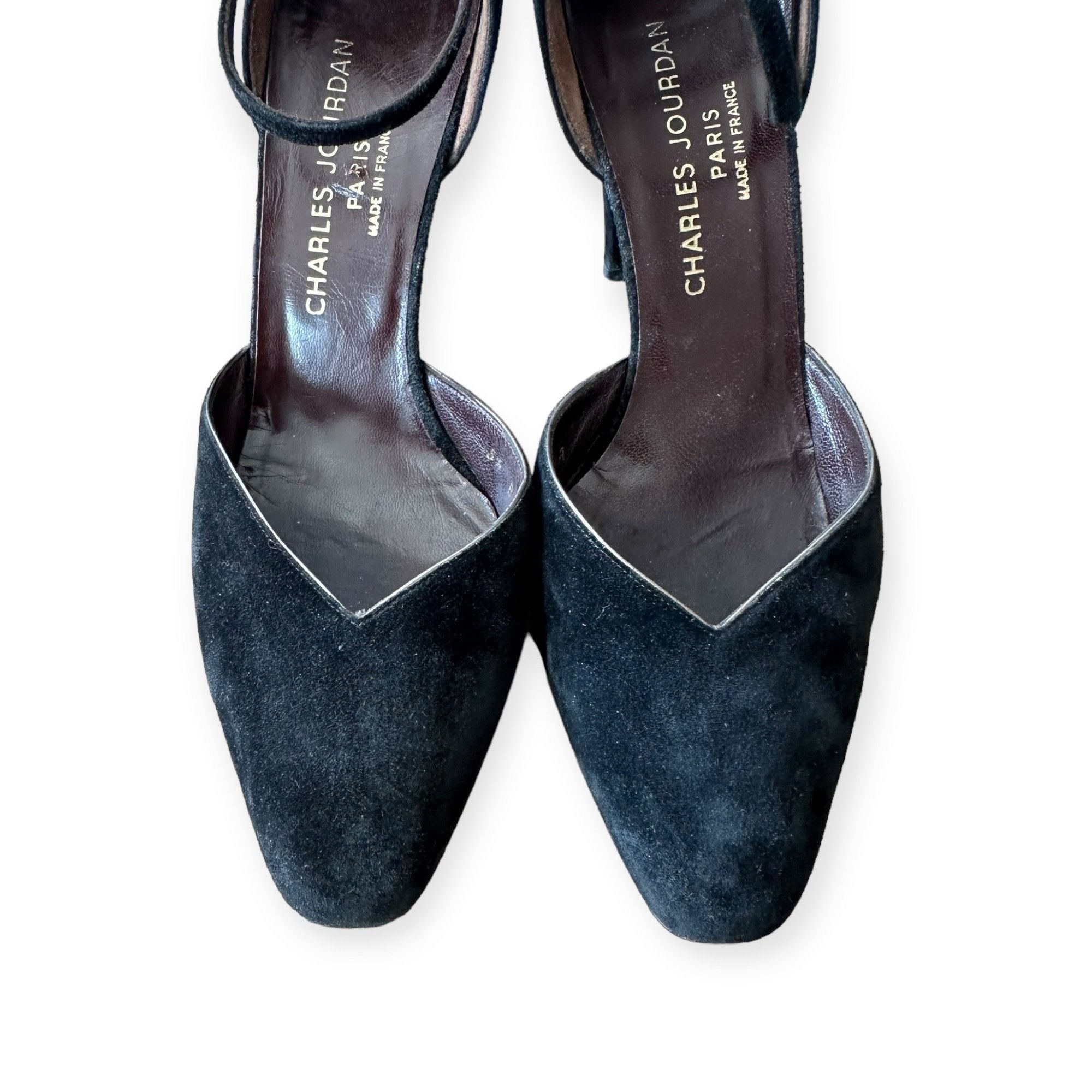 Charles Jourdan Vintage Charles Jourdan Black Suede Ankle Strap Pumps, 8.5 Size US 8.5 / IT 38.5 - 13 Thumbnail
