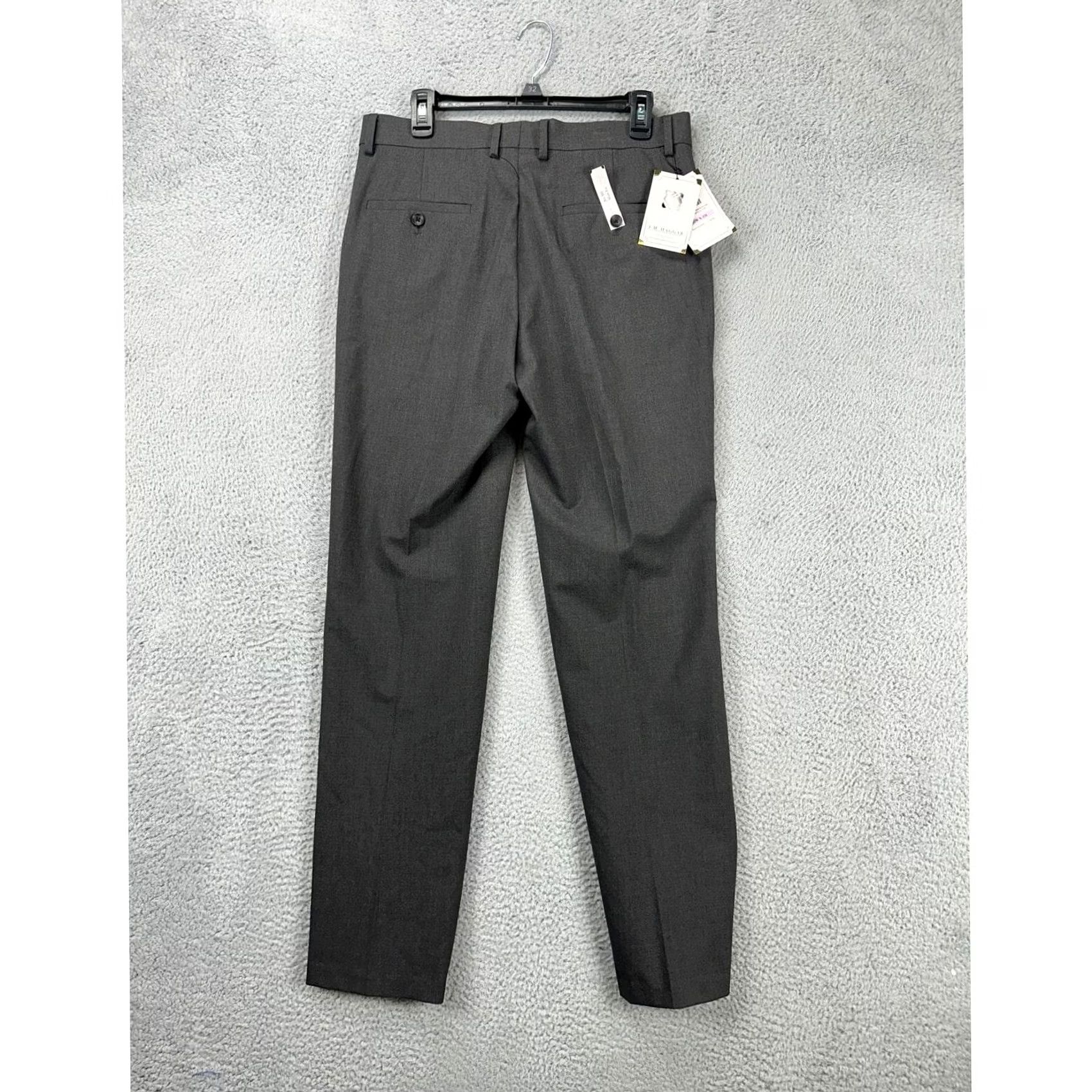 Haggar J.M Haggar Joe III Pants Mens 32X32 Charcoal Grey Dress Slim Fit Flat Front NEW Pants Mens 32X32 Gray Slim Fit Formal Casual Size US 32 / EU 48 - 4 Thumbnail