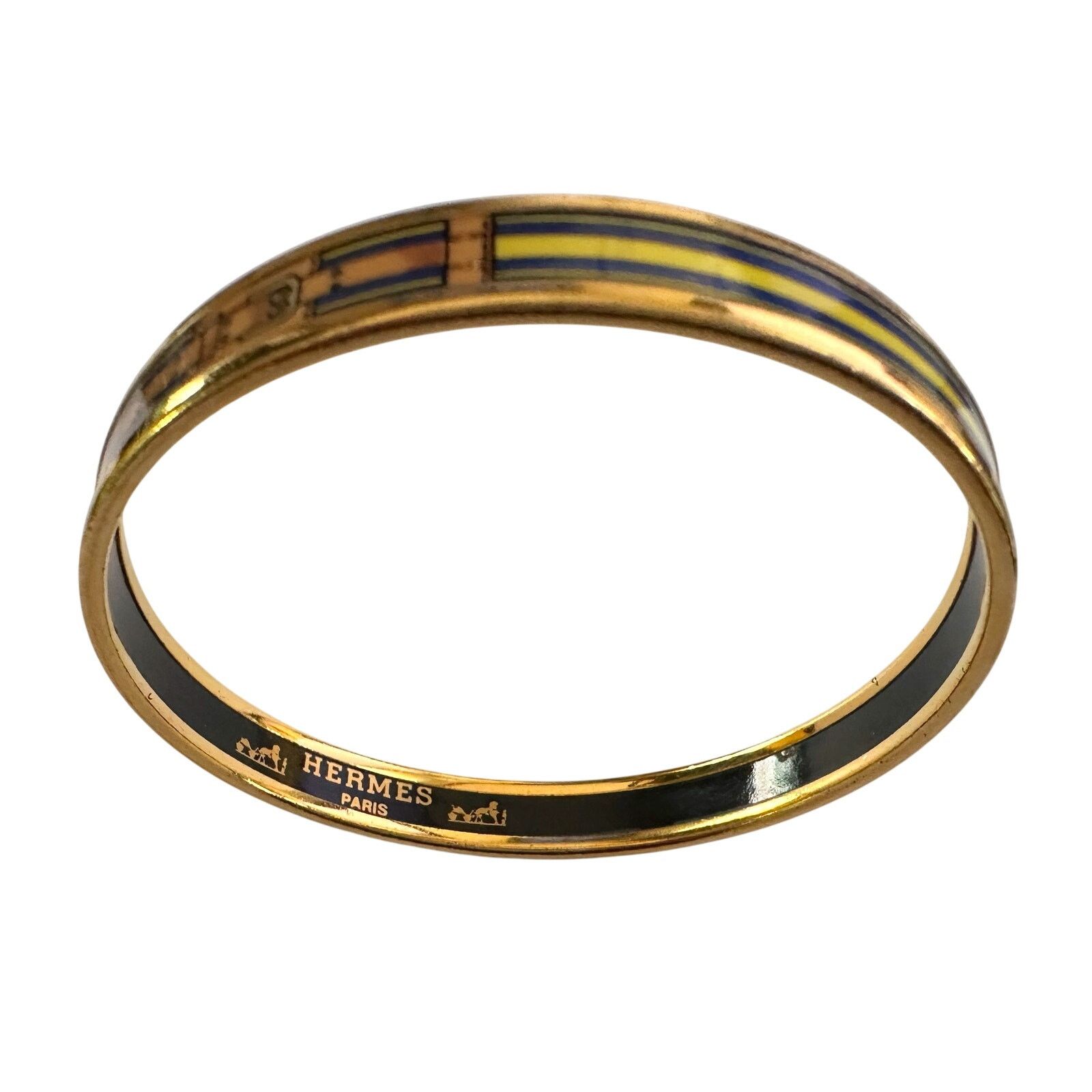 Hermes Hermès Belt Motif Enamel and Gold Plate Bangle Bracelet Size ONE SIZE - 8 Thumbnail
