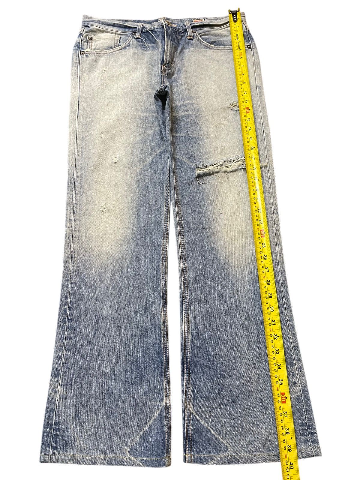 Edwin Vintage Edwin Blue Faded Wash Distress Wide Leg Jeans Size US 32 / EU 48 - 14 Thumbnail