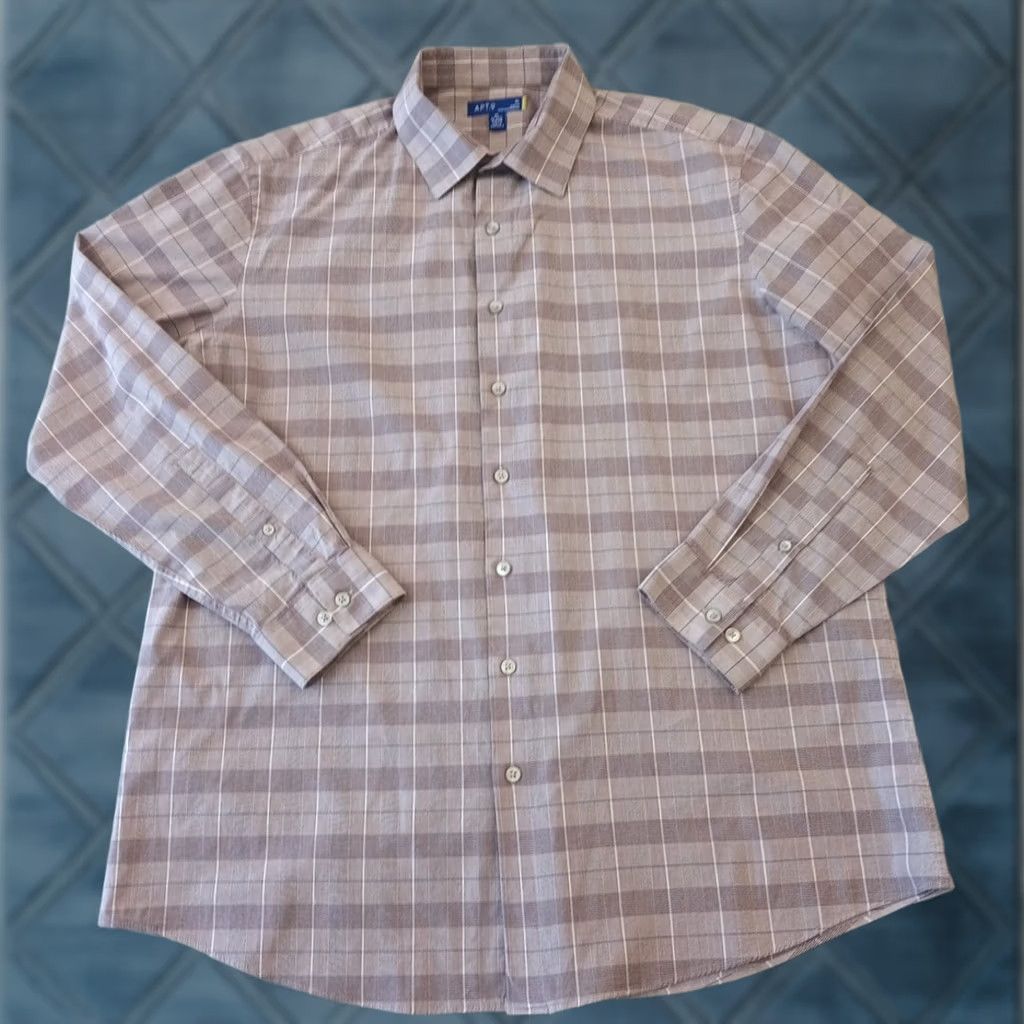 Apt. 9 Apt. 9 Shirt Mens XL Slim Fit Purple Plaid Long Sleeve Button Up Size US XL / EU 56 / 4 - 1 Thumbnail