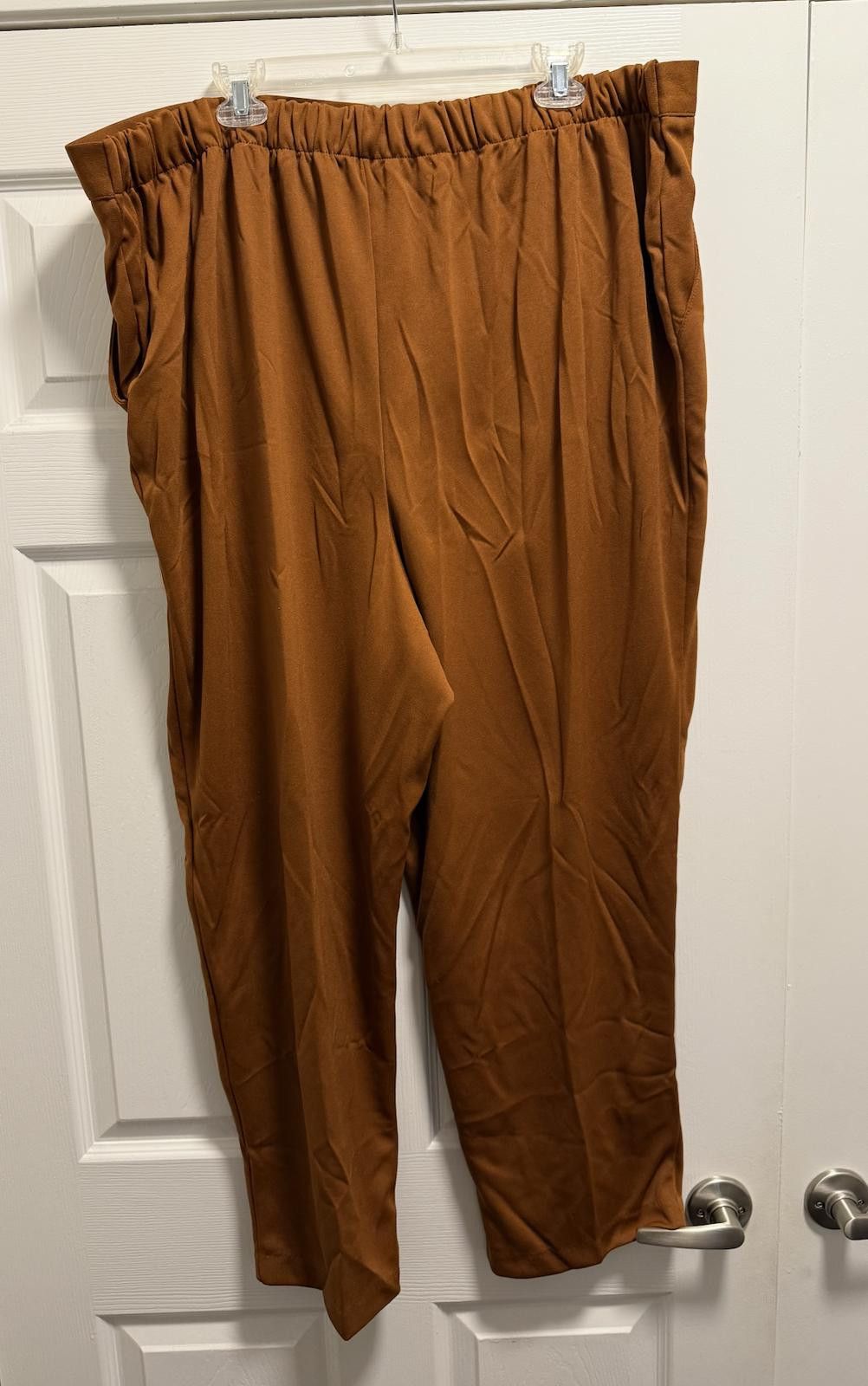 Designer Vintage Roaman’s Rust Brown Pull-On Pants J8 Size 30" / US 8 / IT 44 - 3 Thumbnail