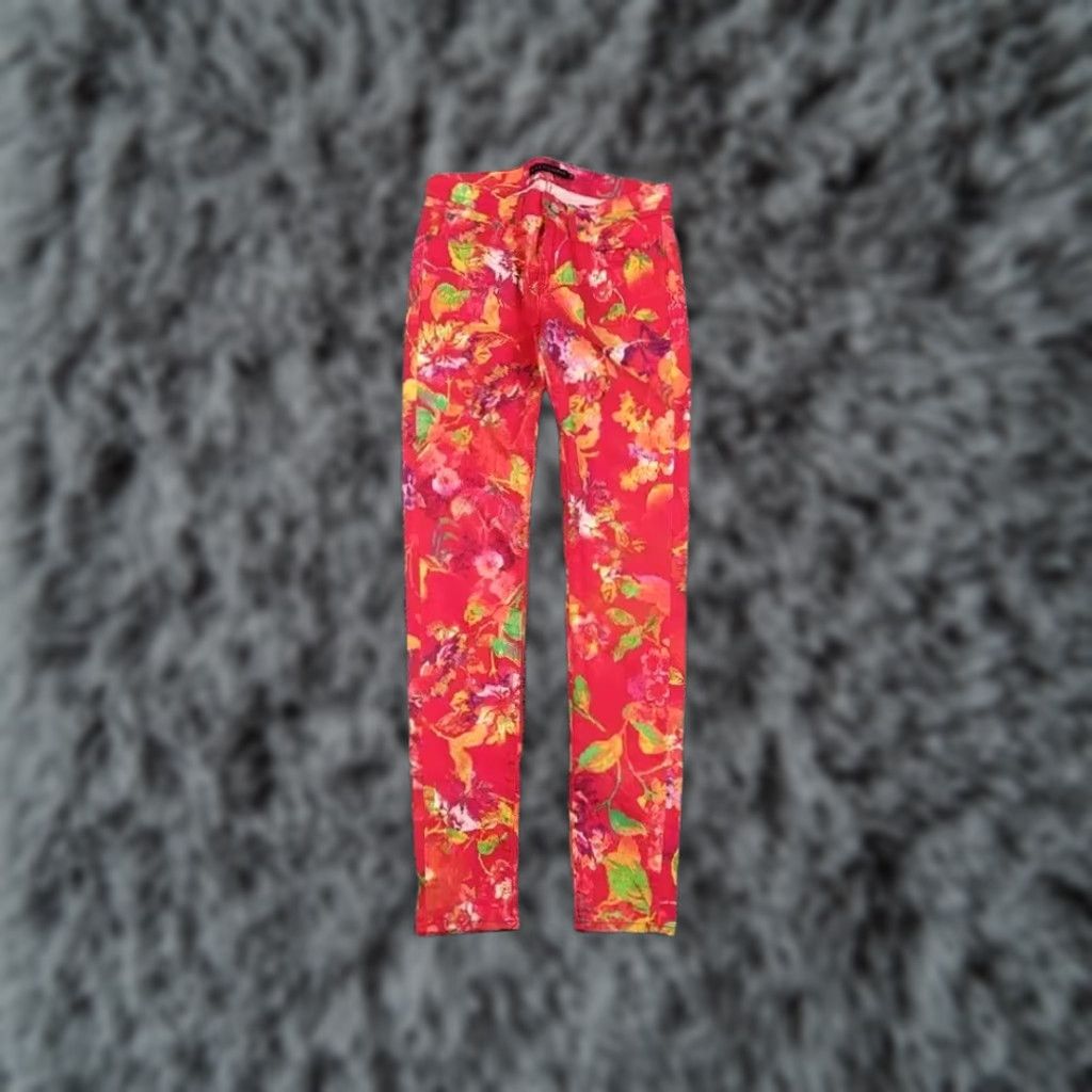 Ralph Lauren VINTAGE Ralph Lauren Women Jeans Floral Pattern Denim Blue 28 Skinny Bibless? Belt Loops Logo - wait no Size 28" / US 6 / IT 42 - 1 Thumbnail