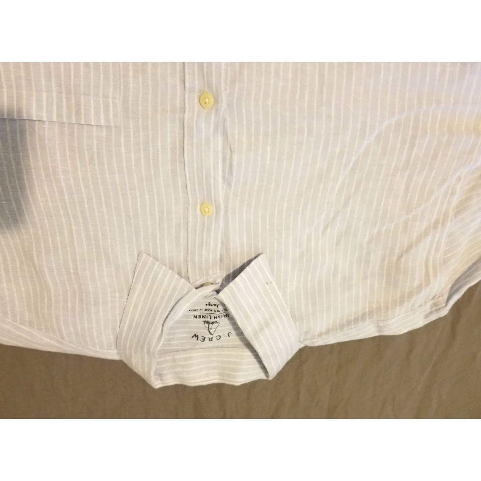 J.Crew Mens J.CREW Button-Up Shirt L Blue Plaid Long Sleeve Linen/Cotton Dress Shirt Size 42R - 2 Thumbnail