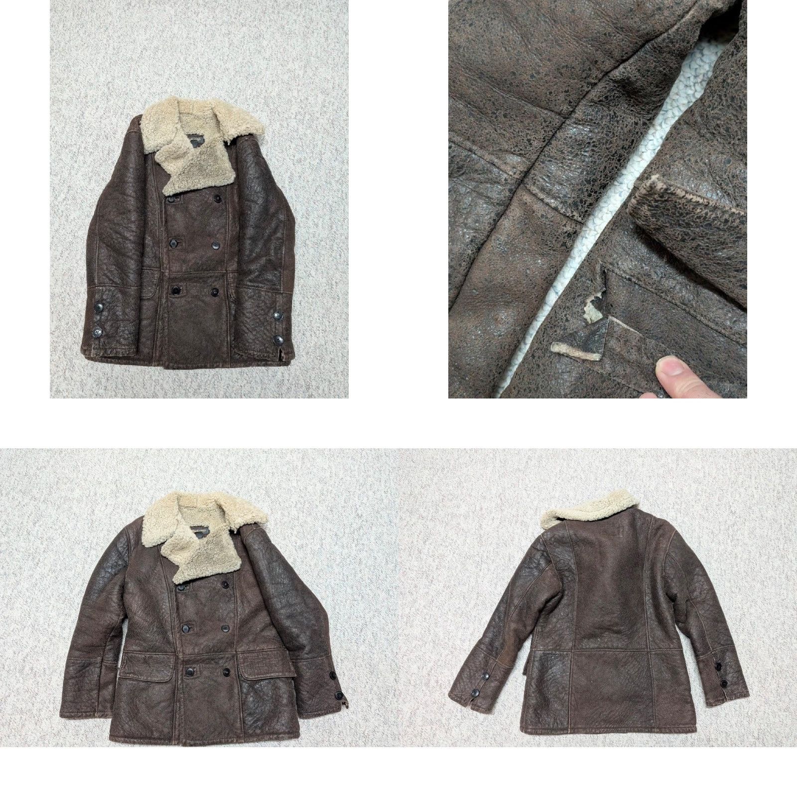 Doublet VINTAGE Black Gama SHEEPSKIN Leather Coat SHERPA PILE lined Patina coat S Brown Men Regular XS Coat Size US S / EU 44-46 / 1 - 8 Thumbnail