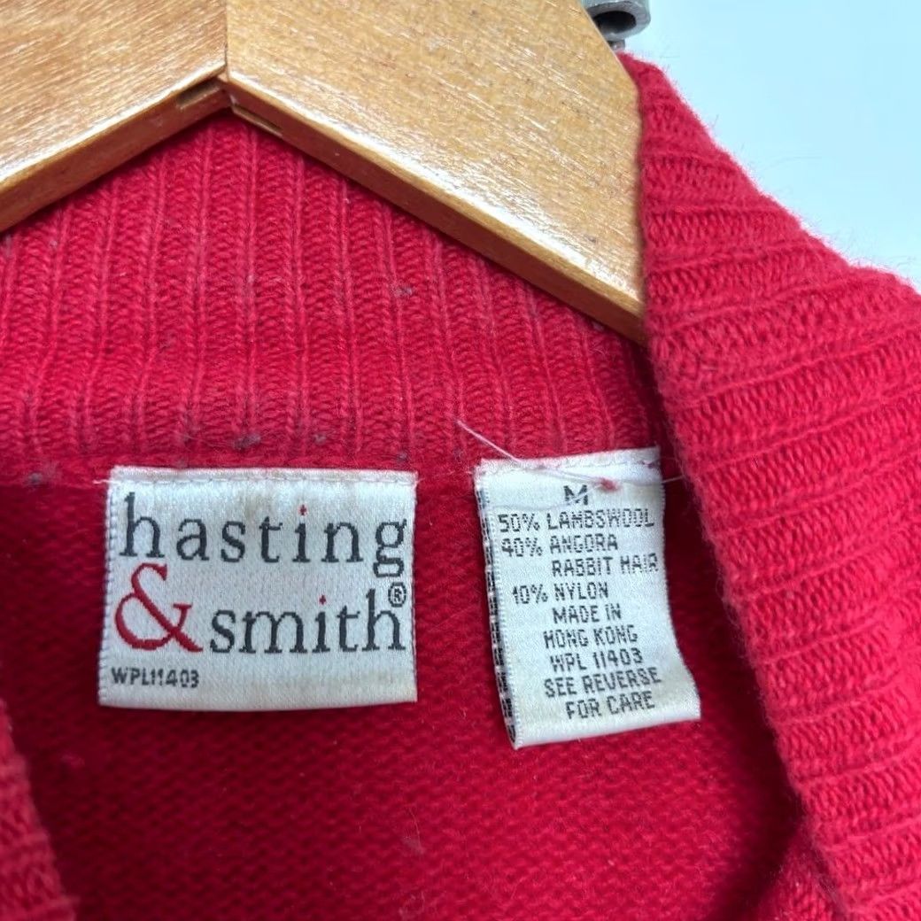 Vintage VINTAGE Hastings & Smith Red Mock Neck Cable Knit Sweater Lambswool Angora Blend M Ladies Men’s Women’s Size M / US 6-8 / IT 42-44 - 2 Thumbnail