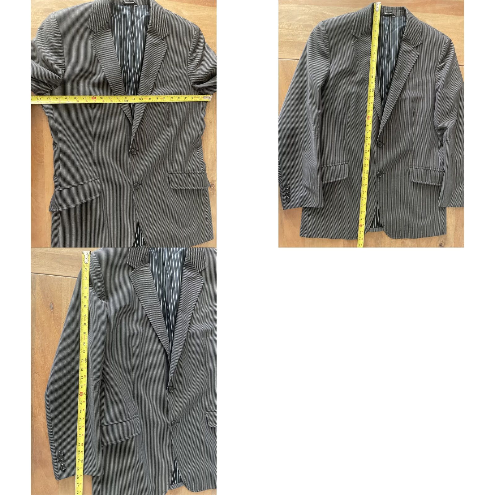 Hugo Boss HUGO BOSS Blazer Sport Jacket Wool 42R Men Black Striped 100% Wool Business Casual Formal Party/Cocktail Luxury Designer Jacket/Coat Size 42R - 8 Thumbnail