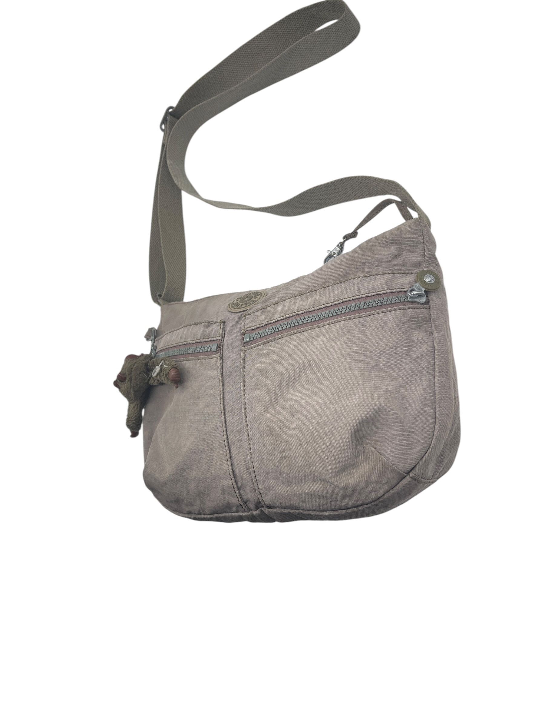 Japanese Brand Kipling Alvar Crossbody Bag Taupe Nylon w/ Monkey Keychain Size ONE SIZE - 5 Thumbnail