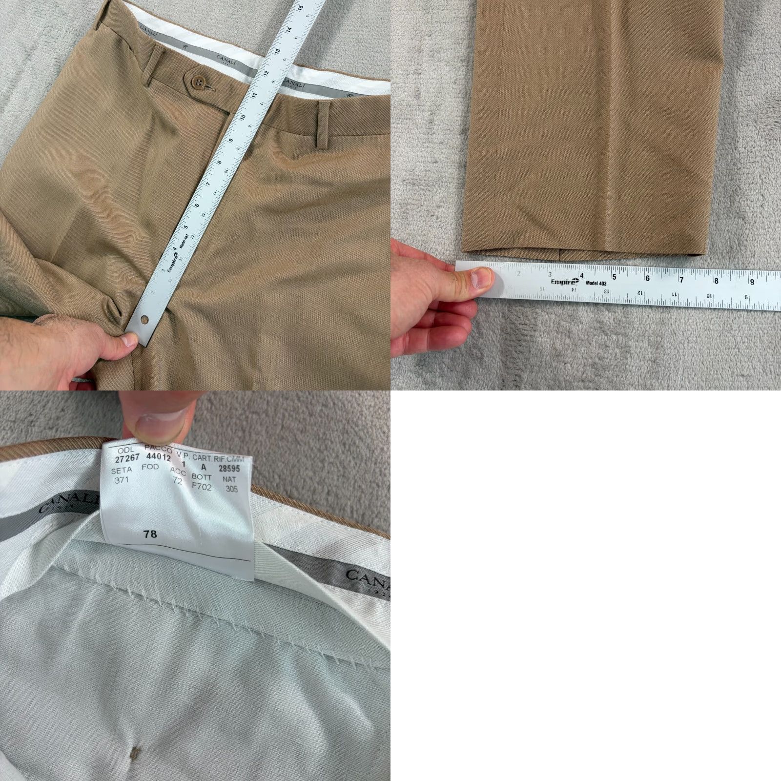 Canali Canali Flat Front Dress Pants Brown 100% Wool Men 36x30 Straight Regular Stretch Zip Pockets Dry Clean Only Italy 80s 90s Wedding City Preppy USA Size US 36 / EU 52 - 8 Thumbnail