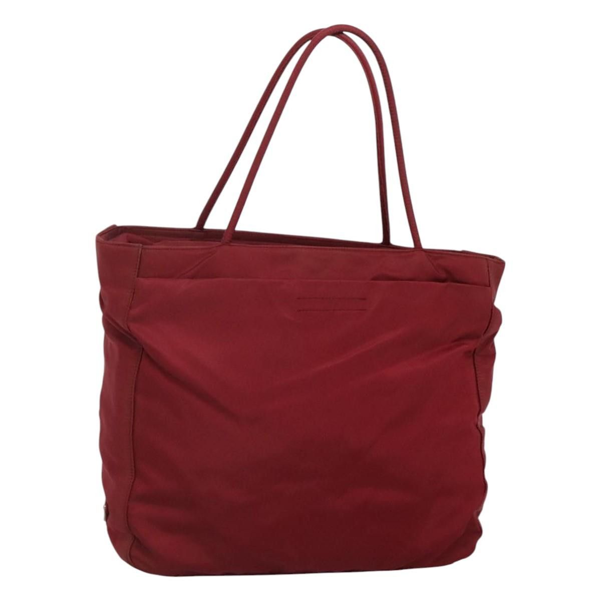 Prada Tote Bag Nylon Red Auth My293, Women's