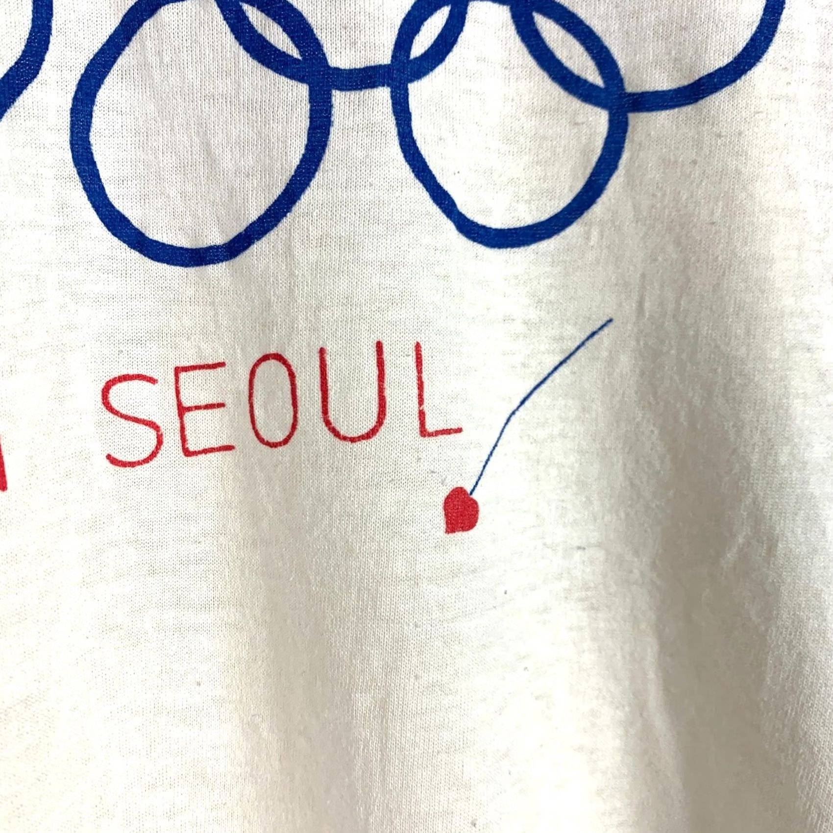 Vintage VINTAGE Show A Little Heart In Seoul 1987 Olympics Single Stitch Ringer Shirt Mens L White Graphic Print Crew Neck Short Sleeve Tee Size US L / EU 52-54 / 3 - 4 Thumbnail