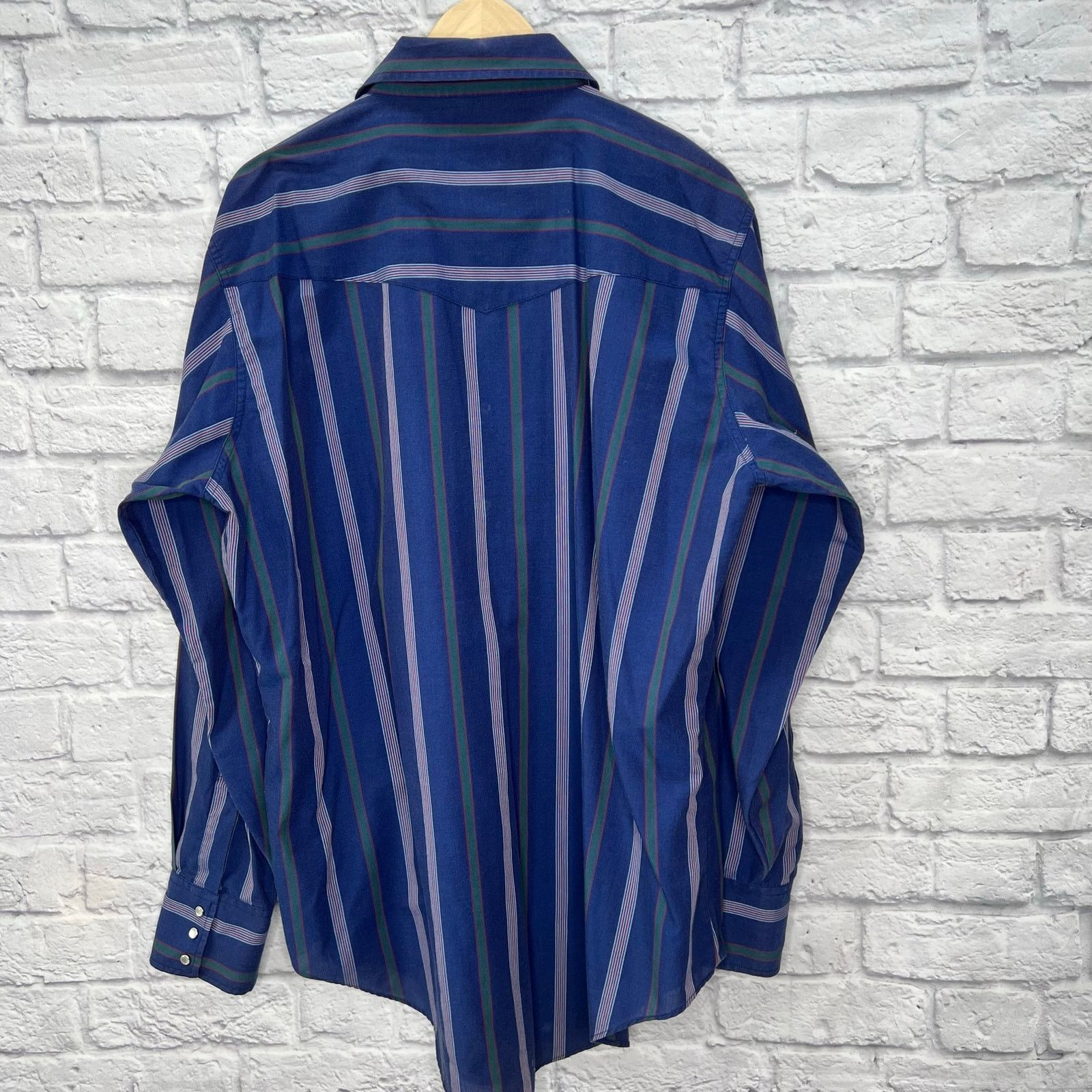 Vintage Vintage Fly Cattleman Striped Pearl Western Shirt XLT Blue Size US XL / EU 56 / 4 - 5 Thumbnail