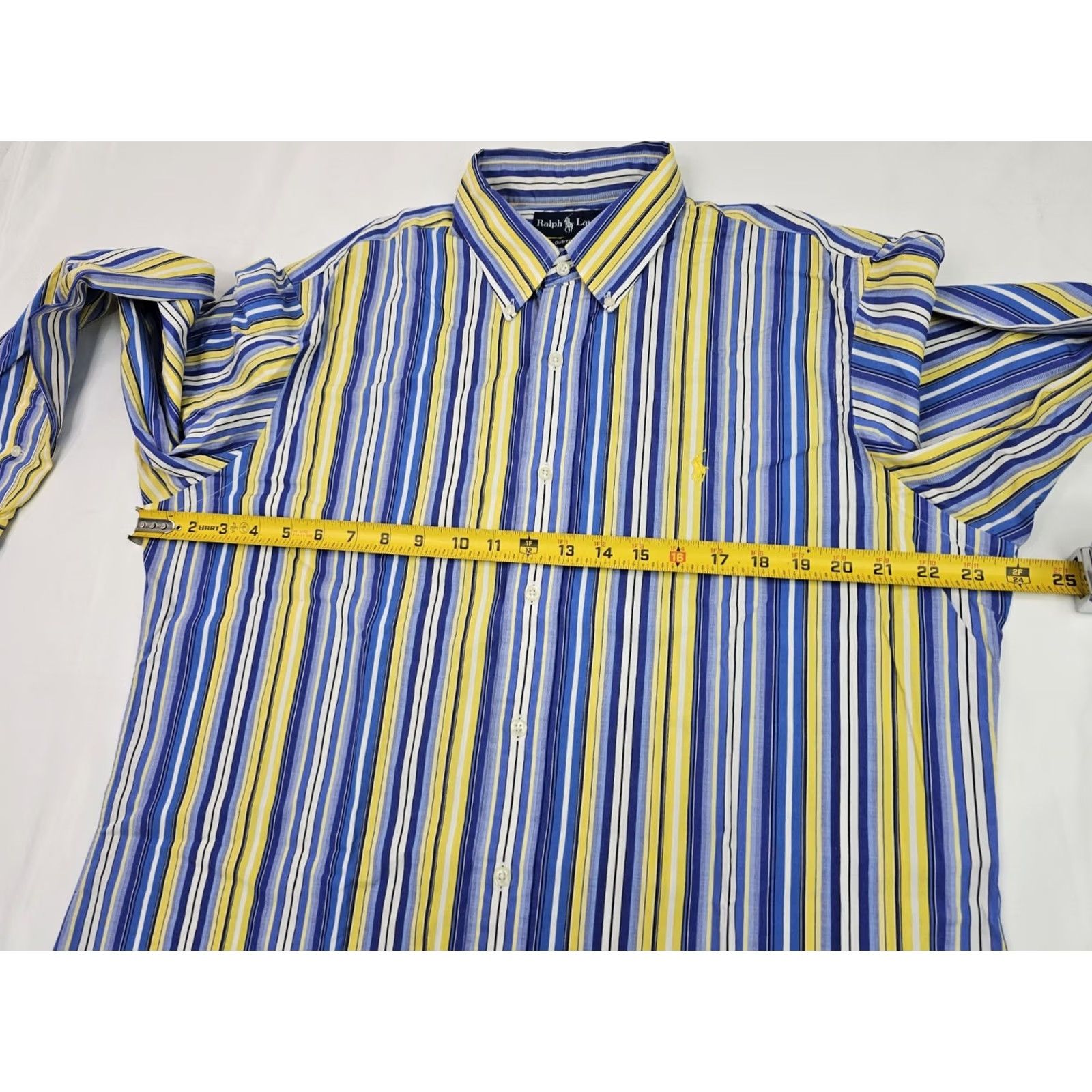 Polo Ralph Lauren Polo Ralph Lauren Button-Up Shirt Men L Custom Fit Stripe Blue Yellow Neck 16.5 Button-Down Sleeve Long Chrome? Size US L / EU 52-54 / 3 - 3 Thumbnail