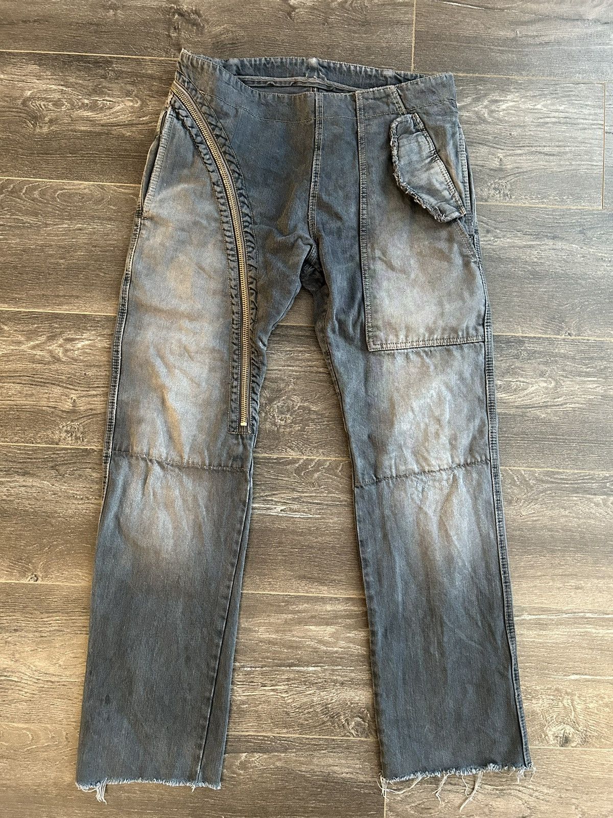 image of Rick Owens Double Layer Aircut Denim in Navy, Men's (Size 31)
