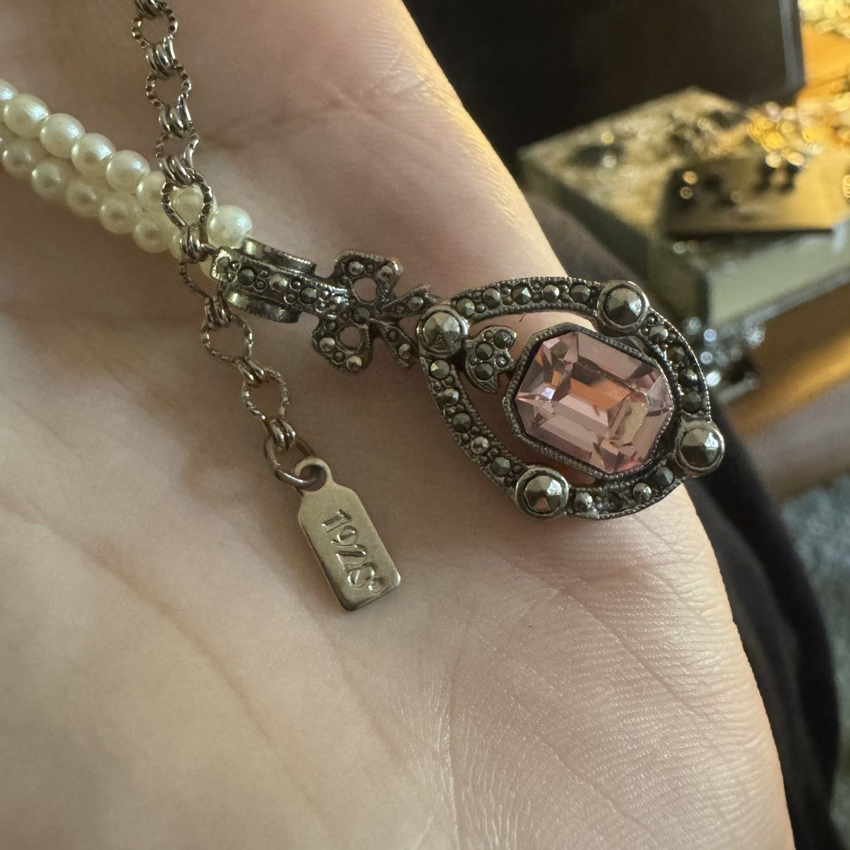 Vintage Dainty pink crystal necklace #fairycore 1928 Jewelry Size ONE SIZE - 3 Thumbnail