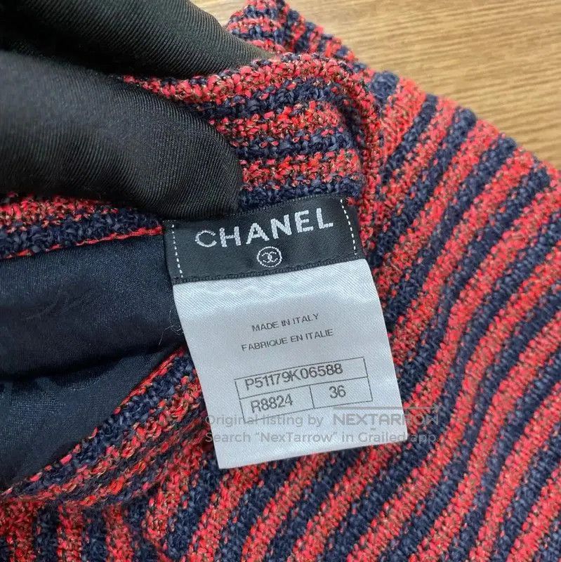Chanel Chanel Red Striped Wool Mini Skirt . Size 24" / US 00 / IT 34 - 5 Thumbnail