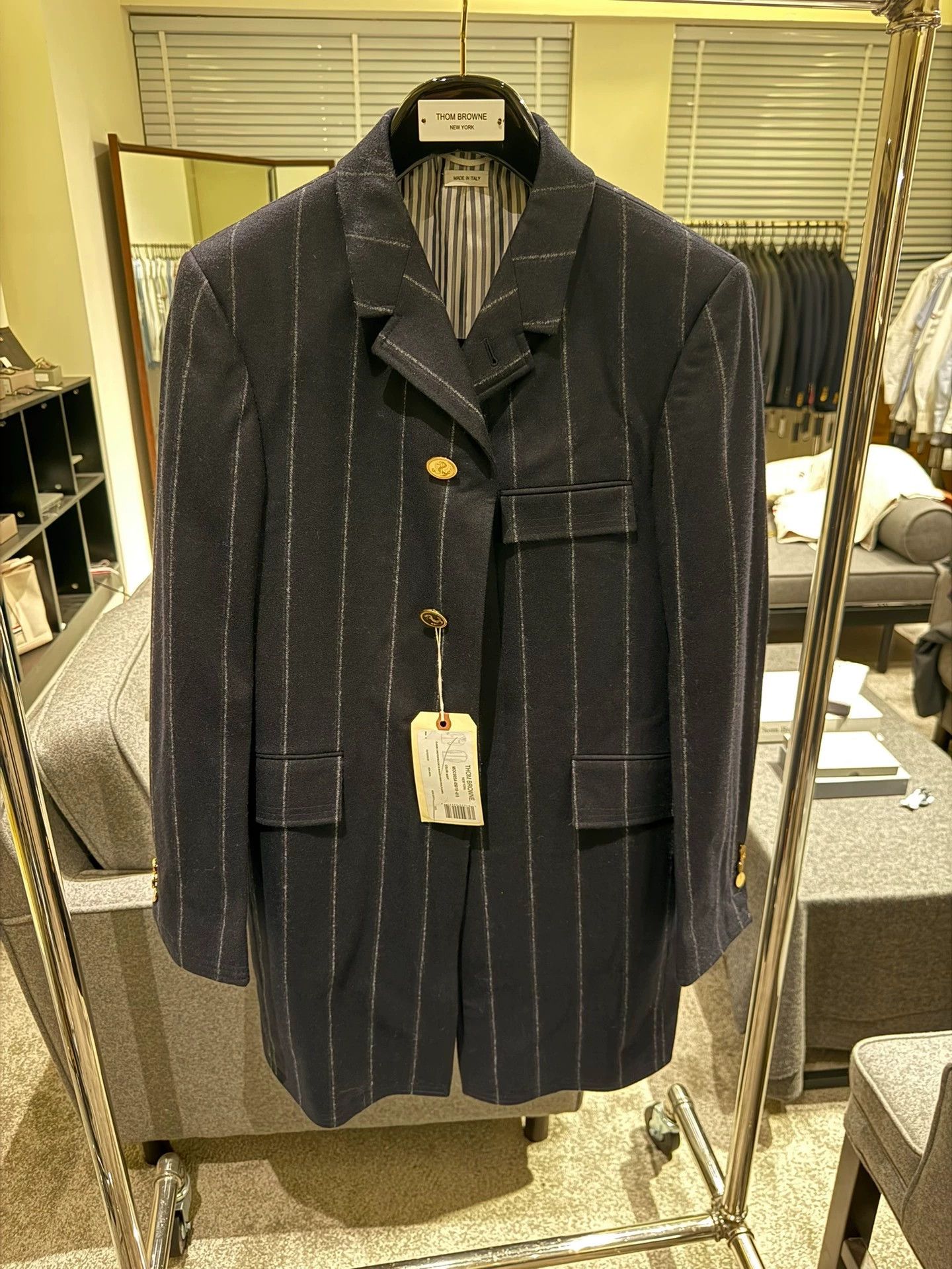 Thom Browne Thom Browne Rare Navy Stripe Wool Flannel Chester Coat 0 Size US S / EU 44-46 / 1 - 4 Thumbnail