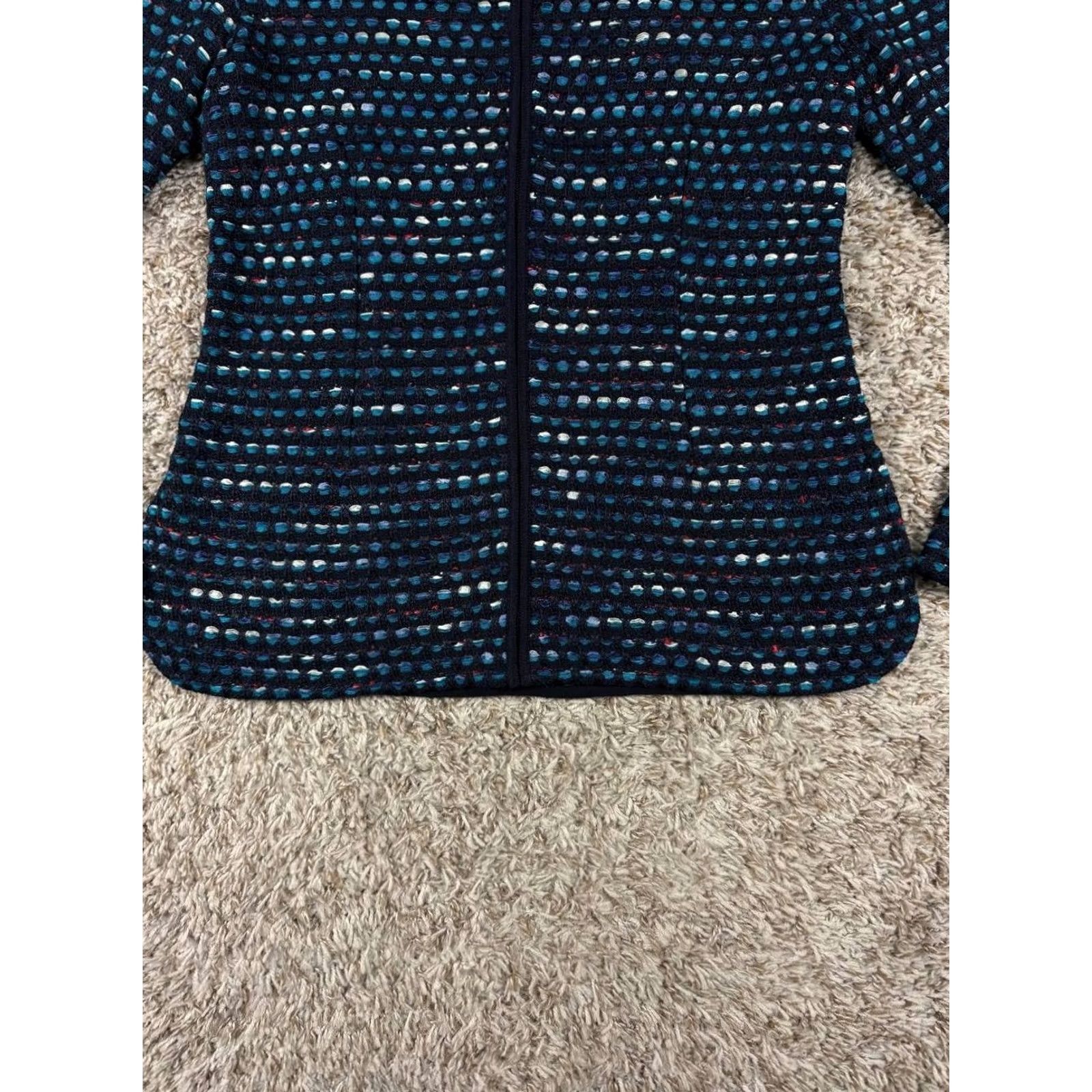 St. John St. John Textured Knit Zip Front Jacket Sweater Size 6 Made USA Women Crewneck Full Zip Blue Knit Fall Winter Spring Regular Shirt/Hoodie? Size M / US 6-8 / IT 42-44 - 3 Thumbnail