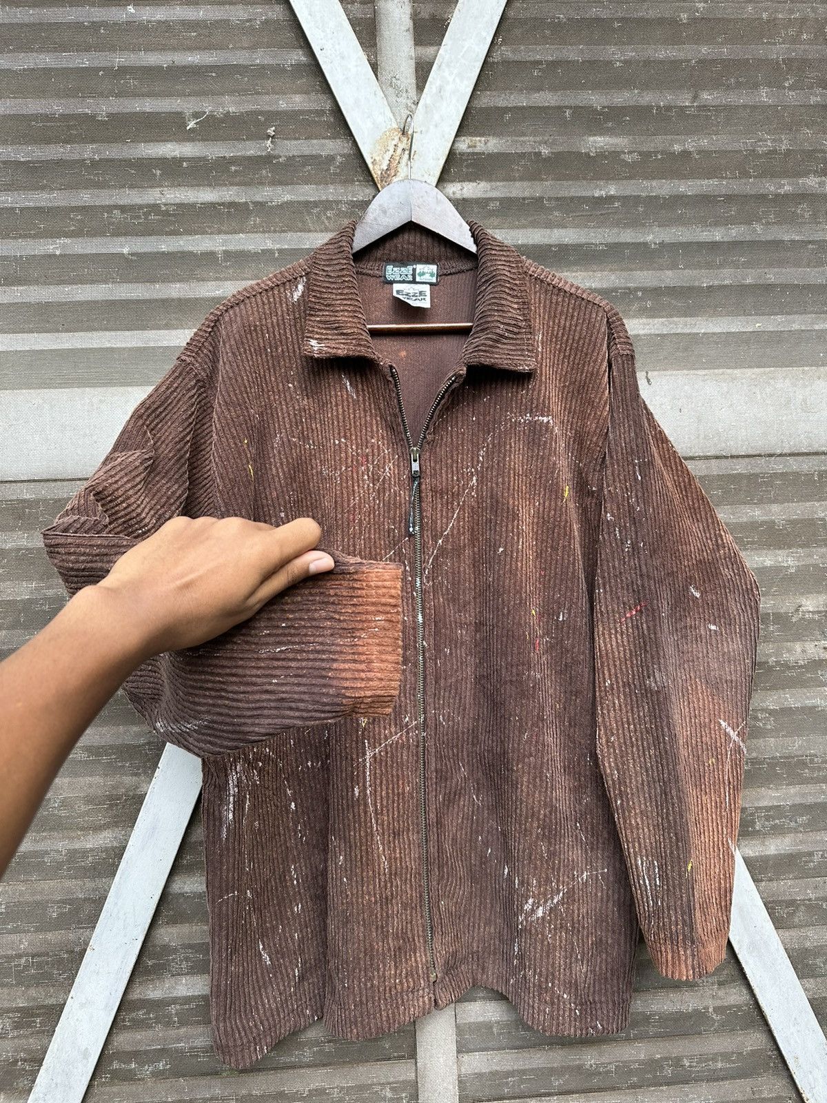 Vintage VTG THRASHED EZZE WEAR BROWN CORDUROY PAINT SPLATTER JACKET Size US XL / EU 56 / 4 - 11 Thumbnail