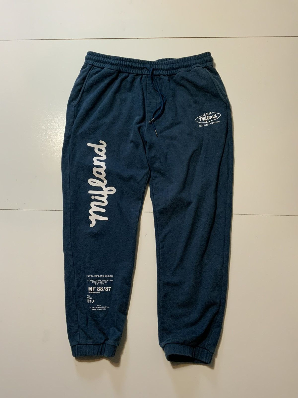 Mifland Mifland Script Fleece Knit Blue QS II 13oz Jogger Sweatpants Size US 36 / EU 52 - 1 Thumbnail