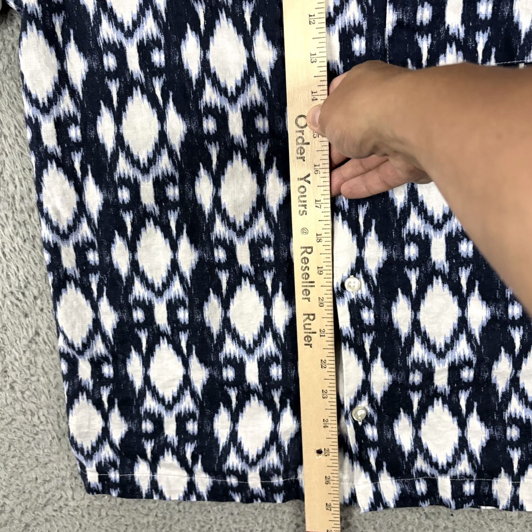 Gap GAP Shirt XS Blue White Ikat Print Linen Cotton Button Up Summer Mens Short Sleeve Size US XS / EU 42 / 0 - 7 Thumbnail