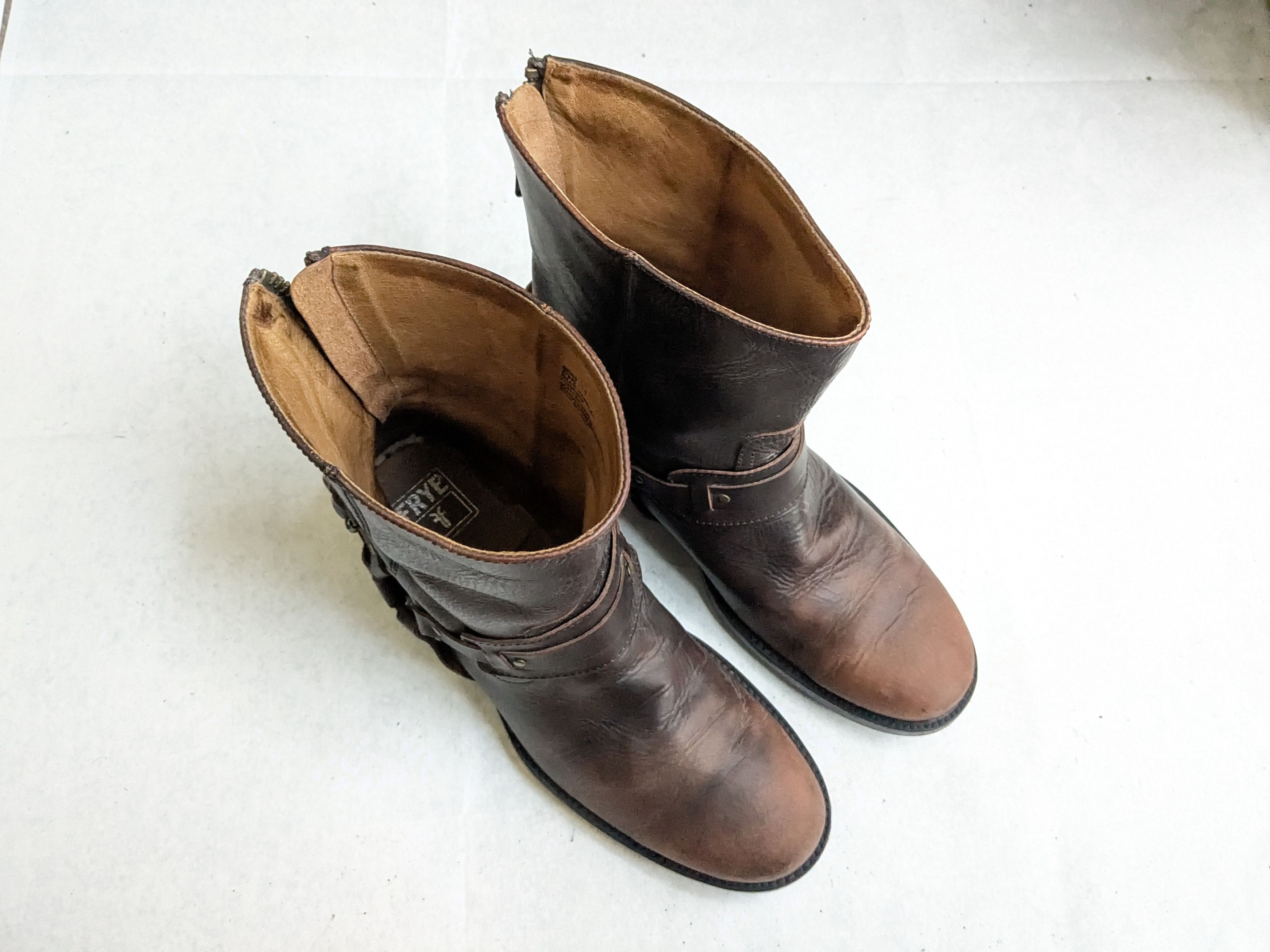 Frye Frye Harness Boots Brown 11.5 Leather Buckle Back Zip Size US 11.5 / EU 44-45 - 4 Thumbnail