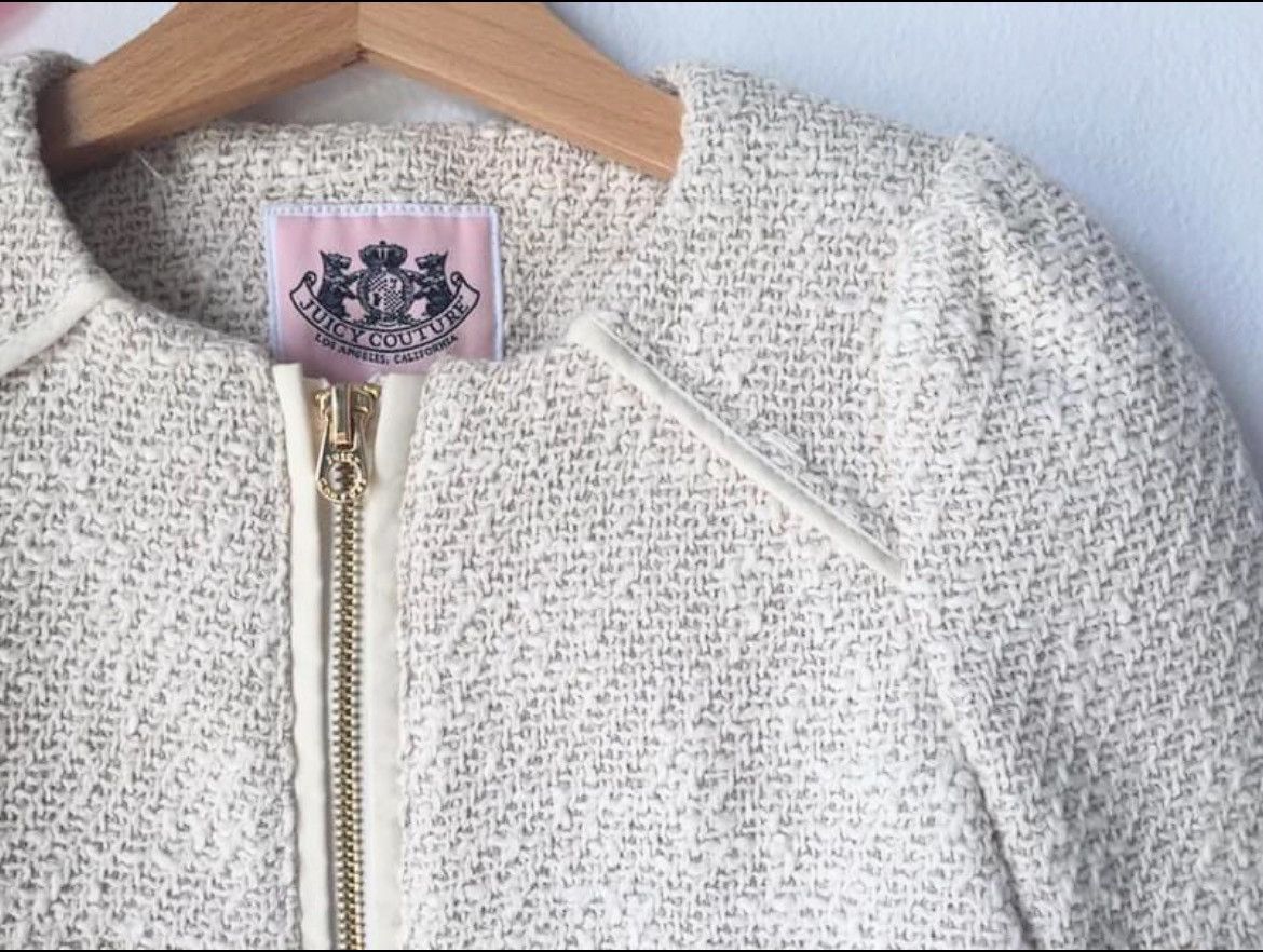 Juicy Couture JUICY COUTURE girls designer cream oatmeal Tweed Boucle coat Size XXS / US 00 / IT 34 - 2 Thumbnail