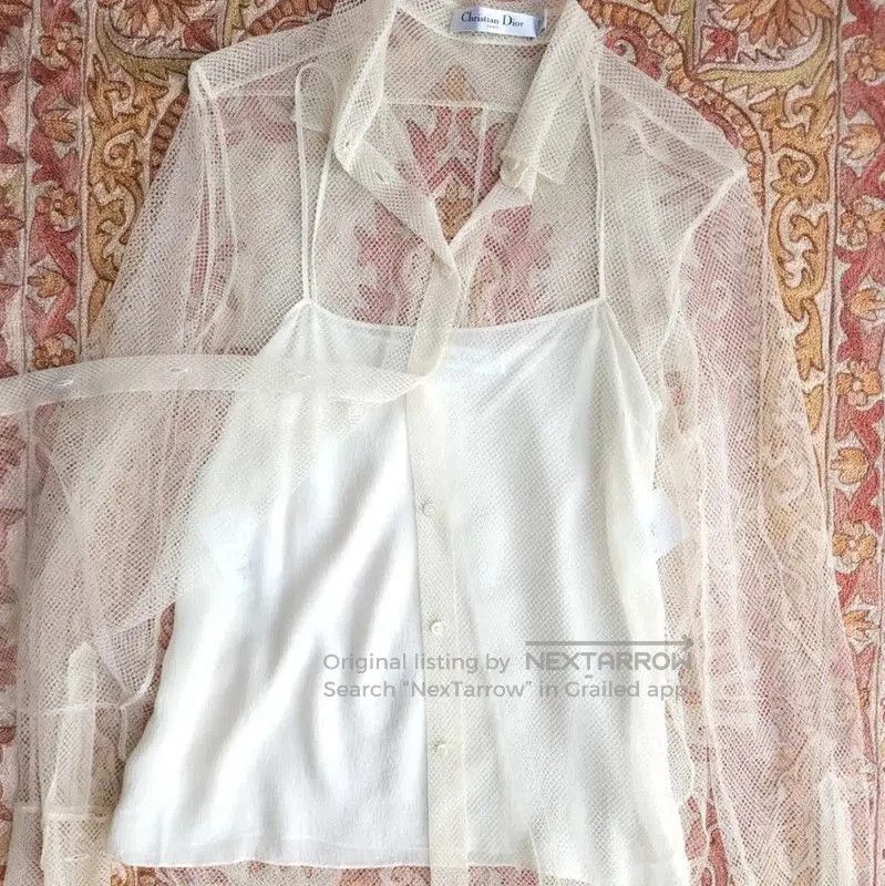 Dior Dior Sheer White Long Sleeve Cropped Shirt . Size XS / US 0-2 / IT 36-38 - 2 Thumbnail