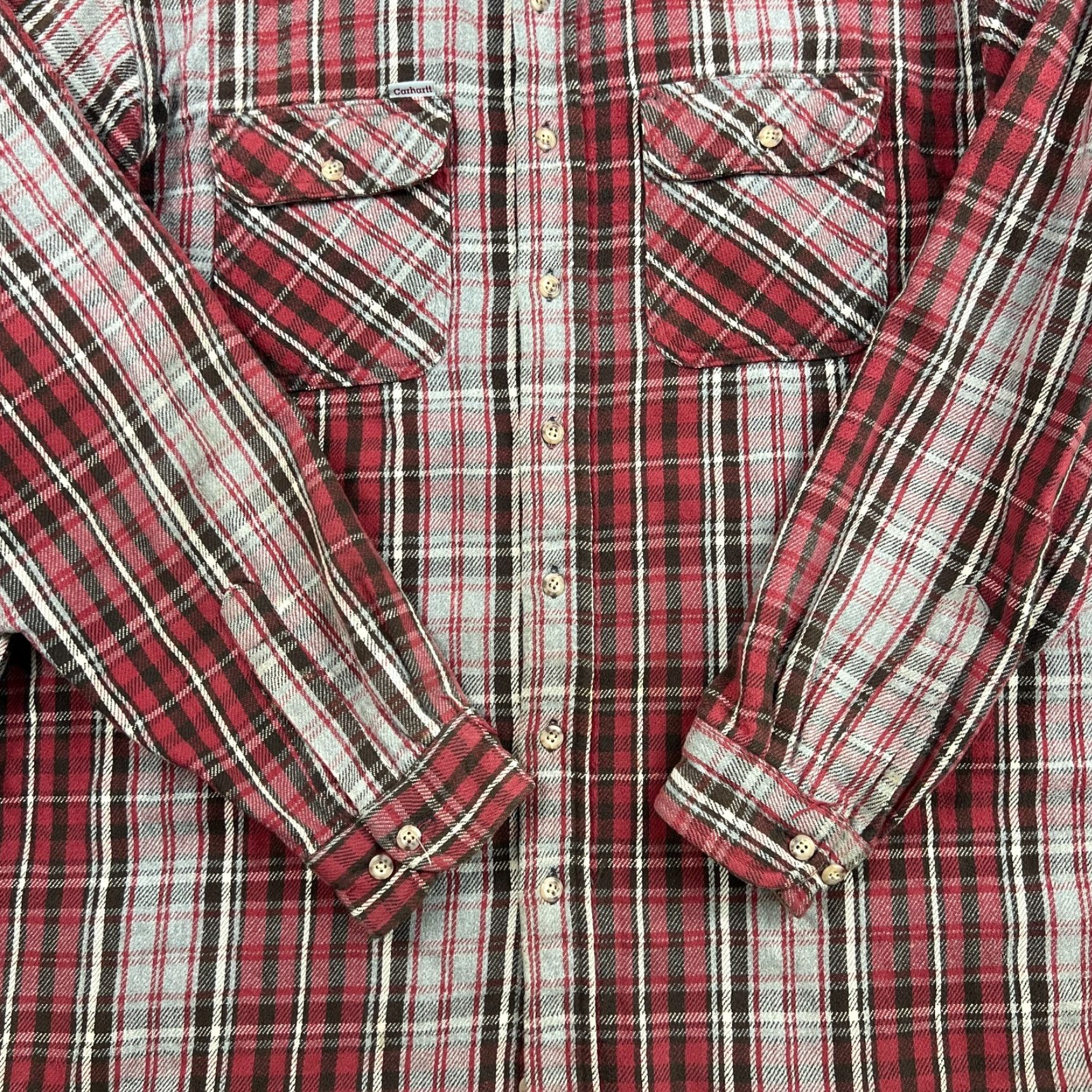 Carhartt VINTAGE Carhartt Plaid Flannel Button Up Shirt Mens XL Red 90s Heavyweight Long Sleeve Size US XL / EU 56 / 4 - 4 Thumbnail