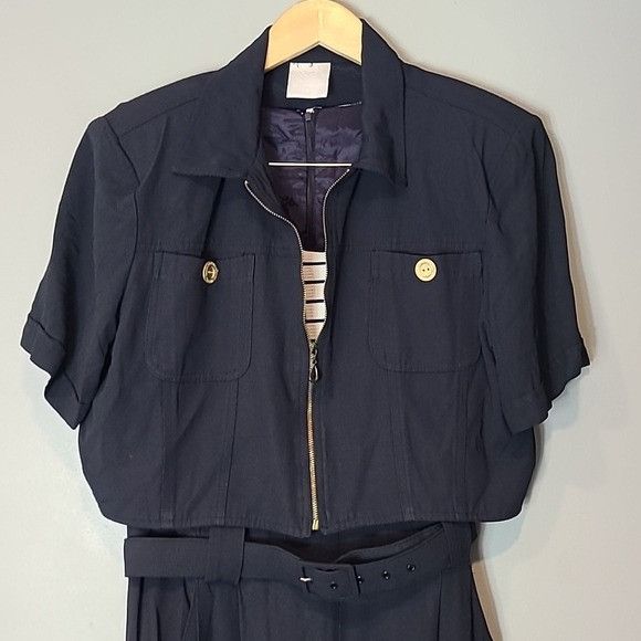 Vintage 80’s Vintage Striped Bust Navy Jumpsuit Set Size 34" / US 12 / IT 48 - 11 Thumbnail