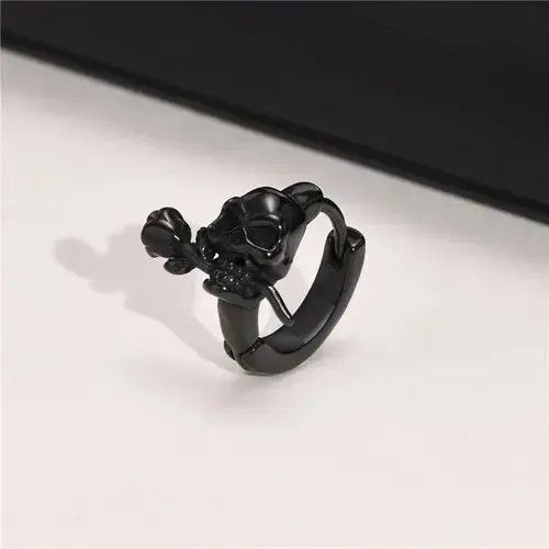 Jewelry Gothic Skull Hoop Huggie Earring Size ONE SIZE - 4 Thumbnail