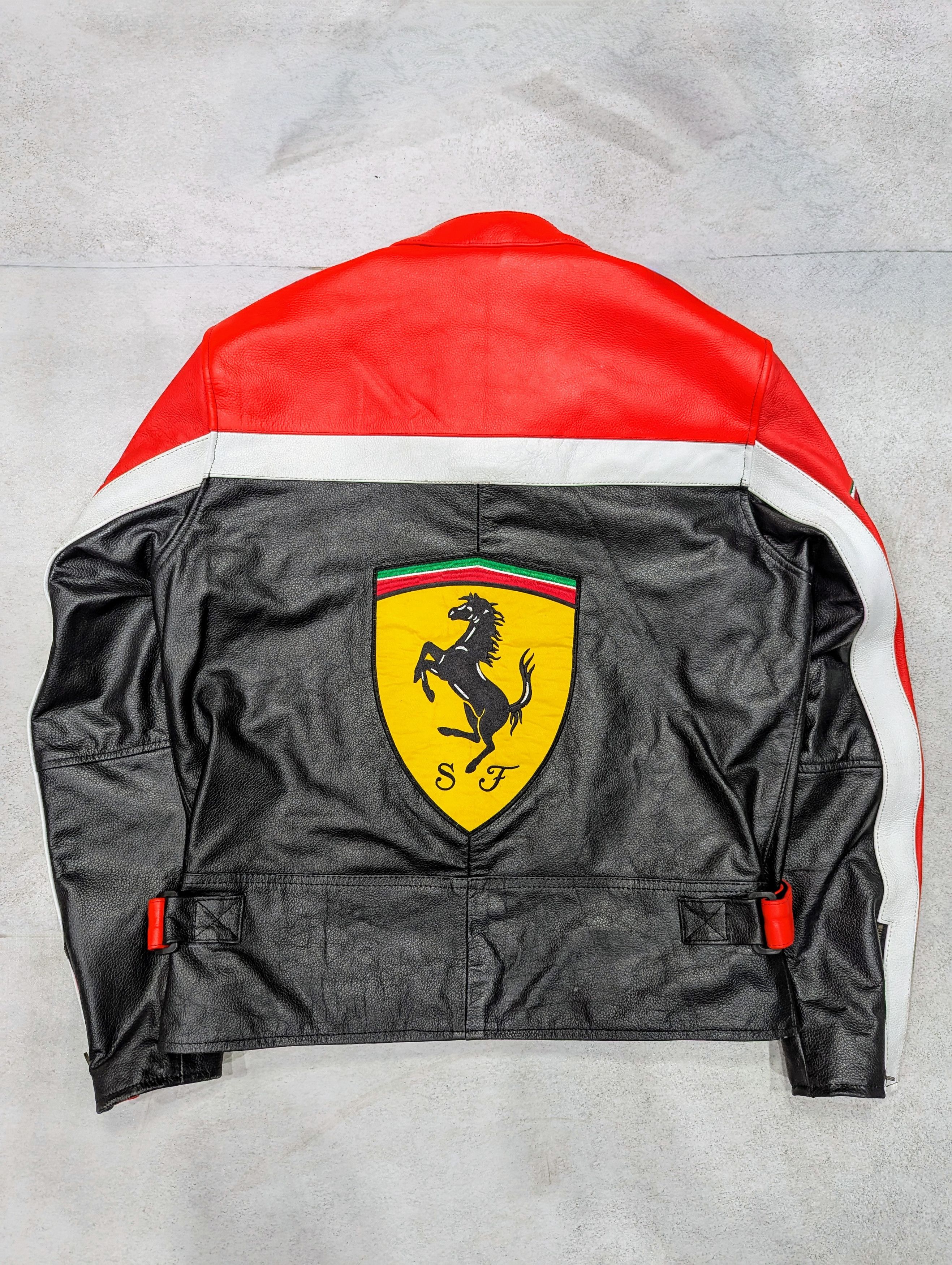 Vintage 🔥 FERRARI 🔥 90s RACING LEATHER JACKET STREETWEAR Size US XL / EU 56 / 4 - 2 Thumbnail