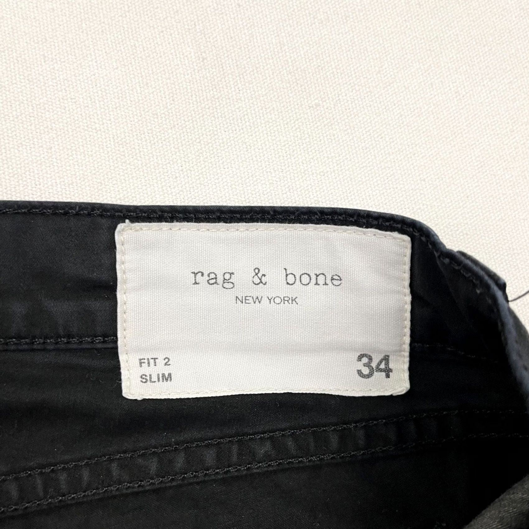 Rag & Bone rag & bone Pants Mens 34 x 33 Slim Straight Fit 2 Black Button Fly Chino Casual Size US 34 / EU 50 - 2 Thumbnail