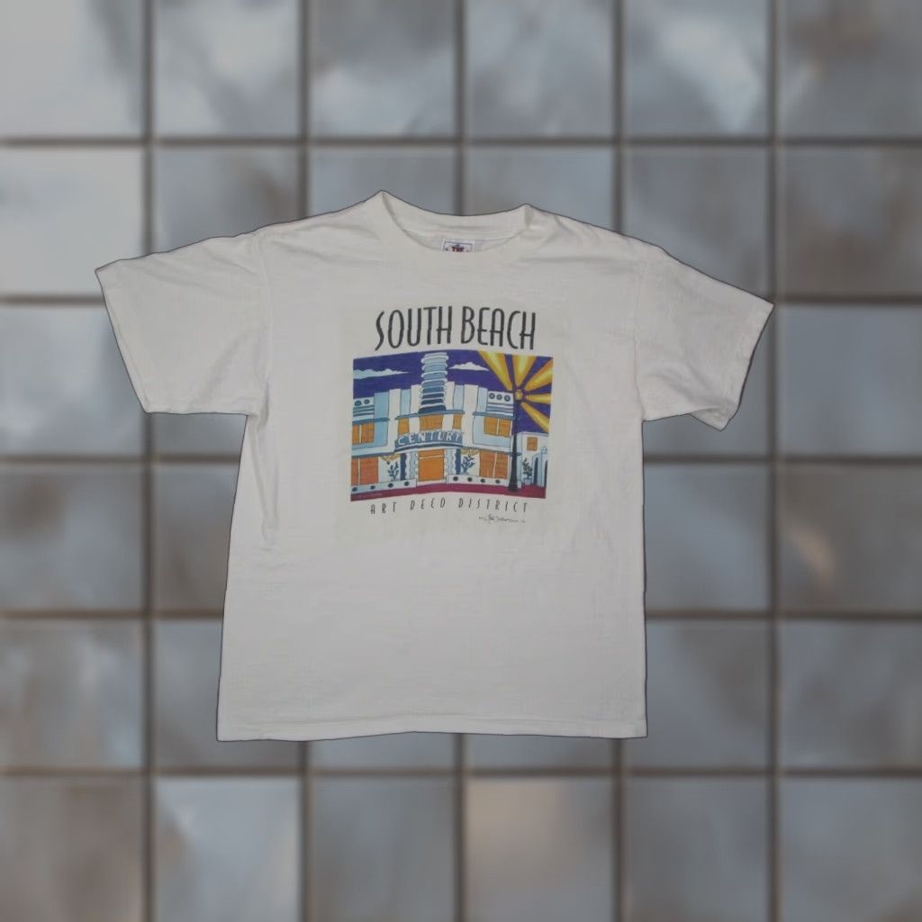 Vintage VINTAGE TSF Sportswear T-Shirt Men Medium White 90s Art Deco South Beach Mens Size US M / EU 48-50 / 2 - 1 Thumbnail