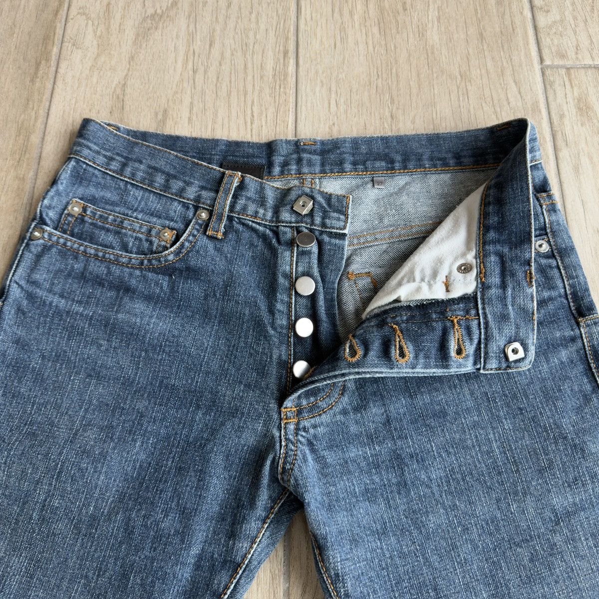 Dior Homme SS06 Hedi Slimane Blue Washed Slim Denim Jeans Size US 27 - 5 Thumbnail
