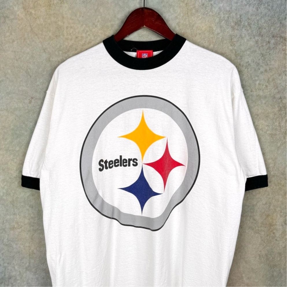 NFL × Vintage VTG Pittsburgh Steelers NFL T Shirt Mens Sz L Ringer White Size US L / EU 52-54 / 3 - 2 Thumbnail