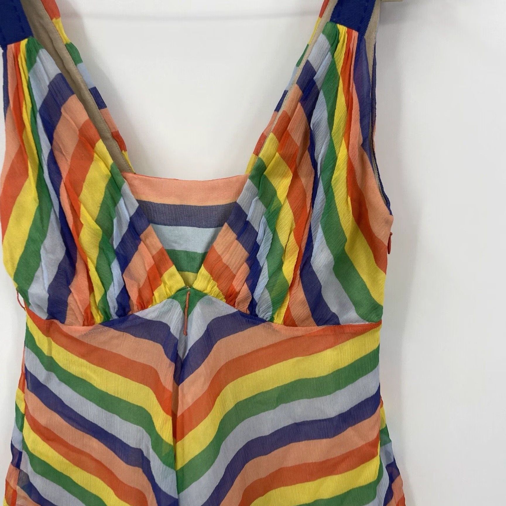 Tibi Tibi Blouse Shirt Women 0 Camisole Spaghetti Strap V-Neck Silk Rainbow Striped Bohemian Colorful Sleeveless Size XS / US 0-2 / IT 36-38 - 4 Thumbnail