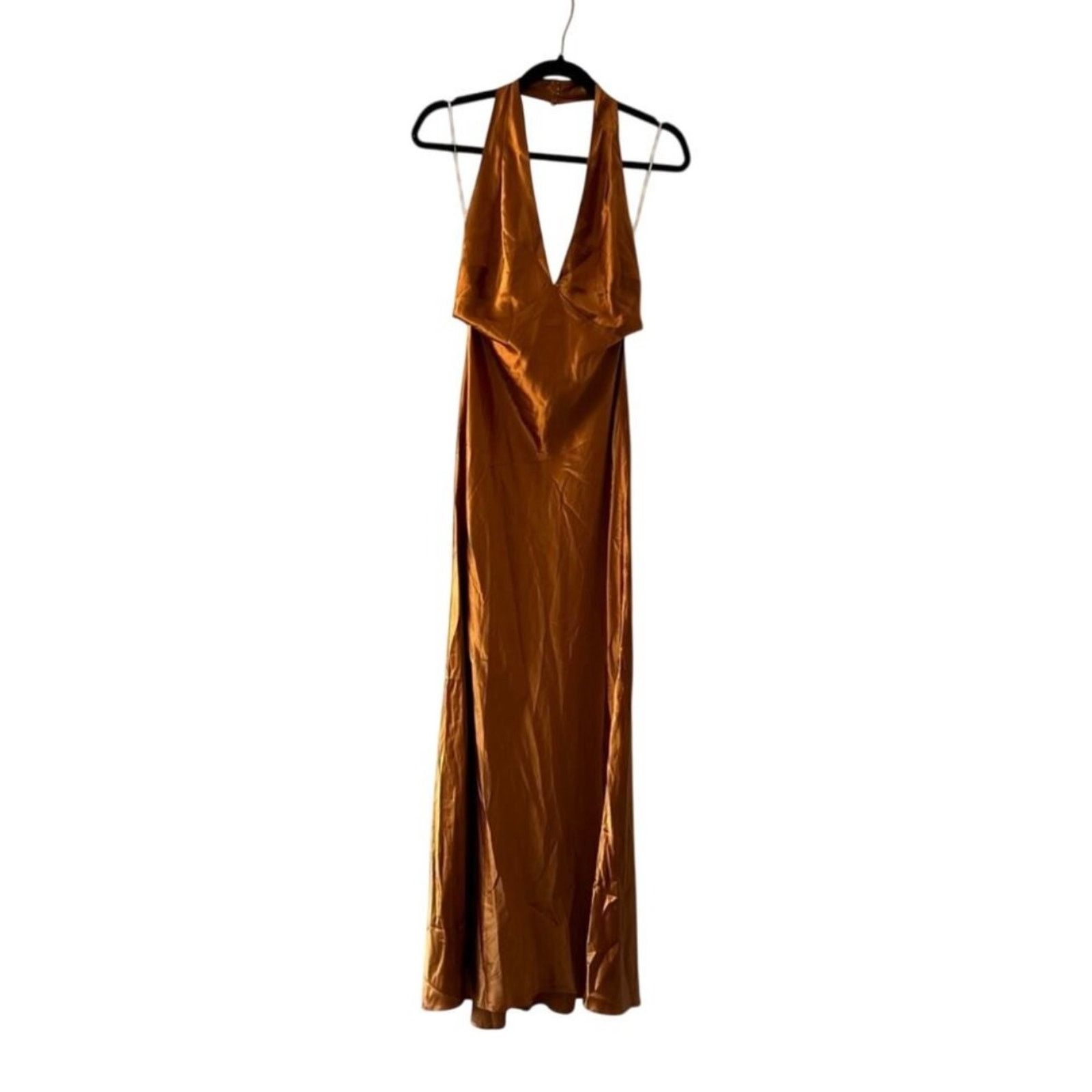 Reformation Reformation Daniela 100% Silk Maxi Gown Dress Copper Gold 12 Size XL / US 12-14 / IT 48-50 - 1 Thumbnail