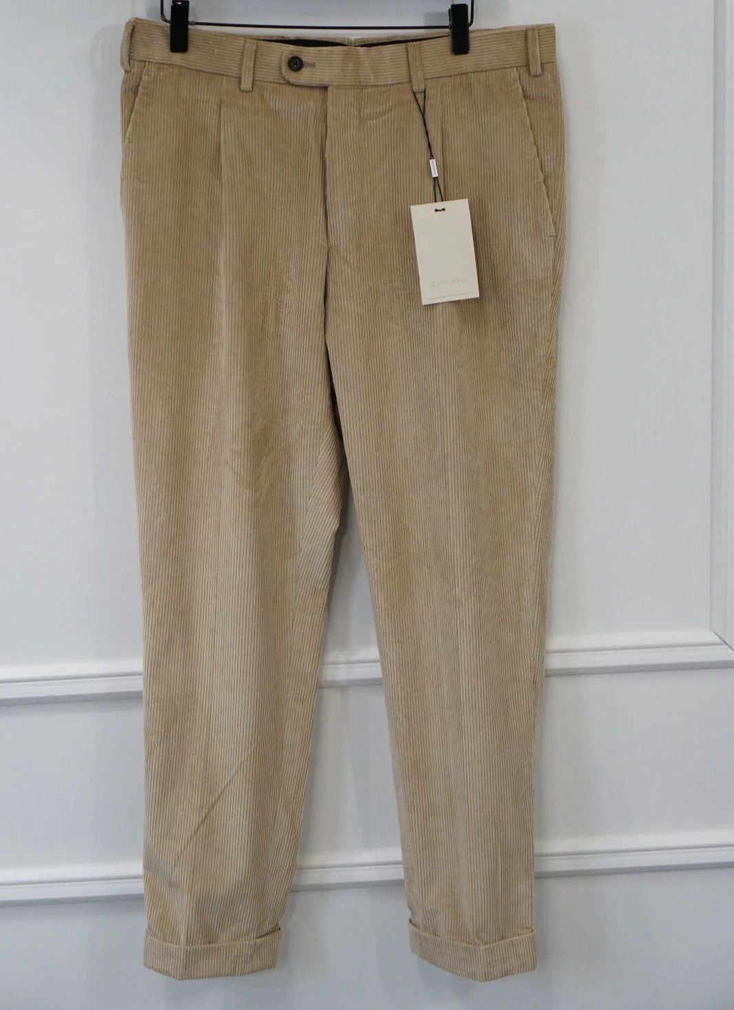 Suitsupply Men Suitsupply Pants Velvet Pontogio Cotton Beige UK/US38S Size 38S - 1 Thumbnail