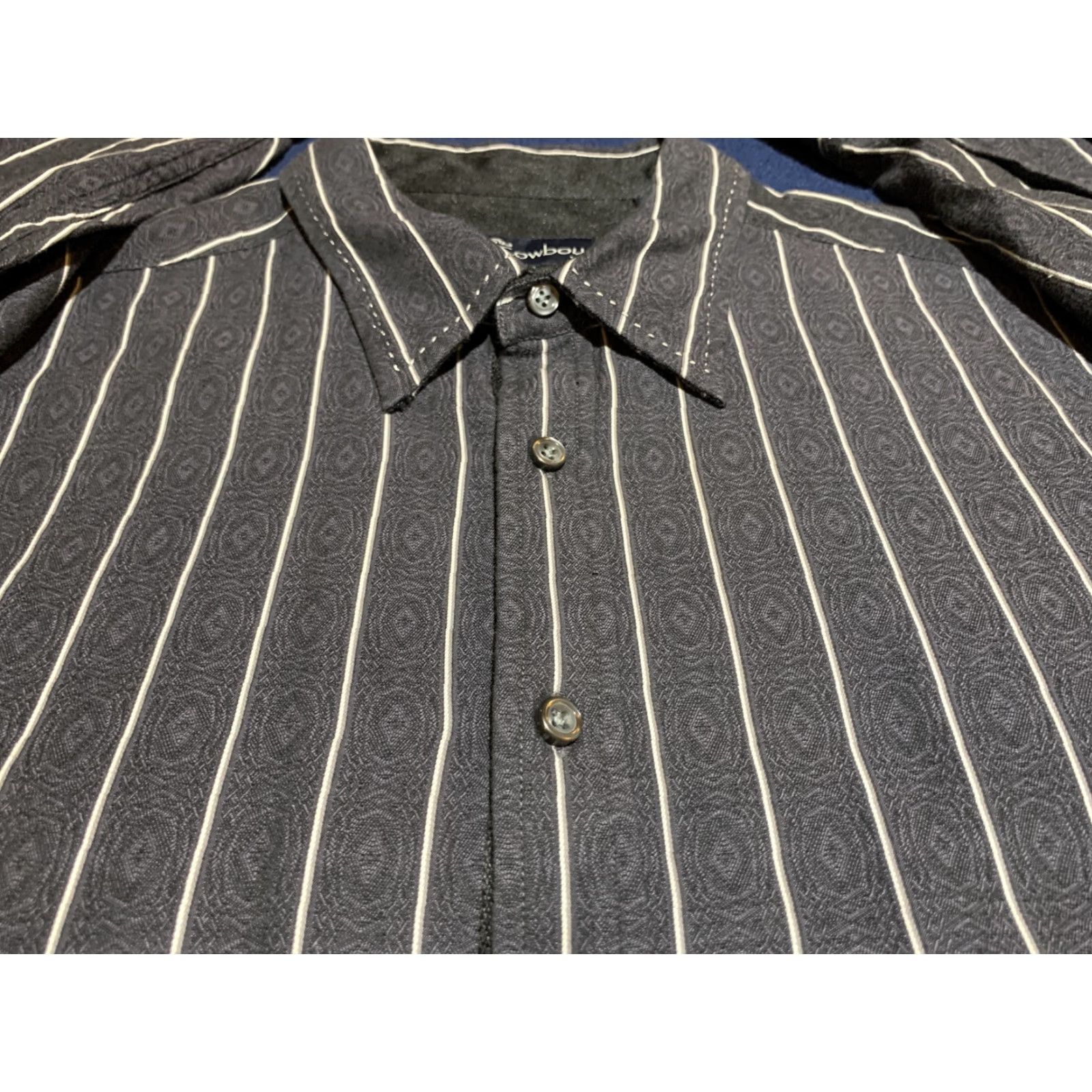 Vintage VINTAGE Malibu Cowboy Striped Button-Up Shirt 2XL Charcoal Long Sleeve Mens Size US XXL / EU 58 / 5 - 3 Thumbnail