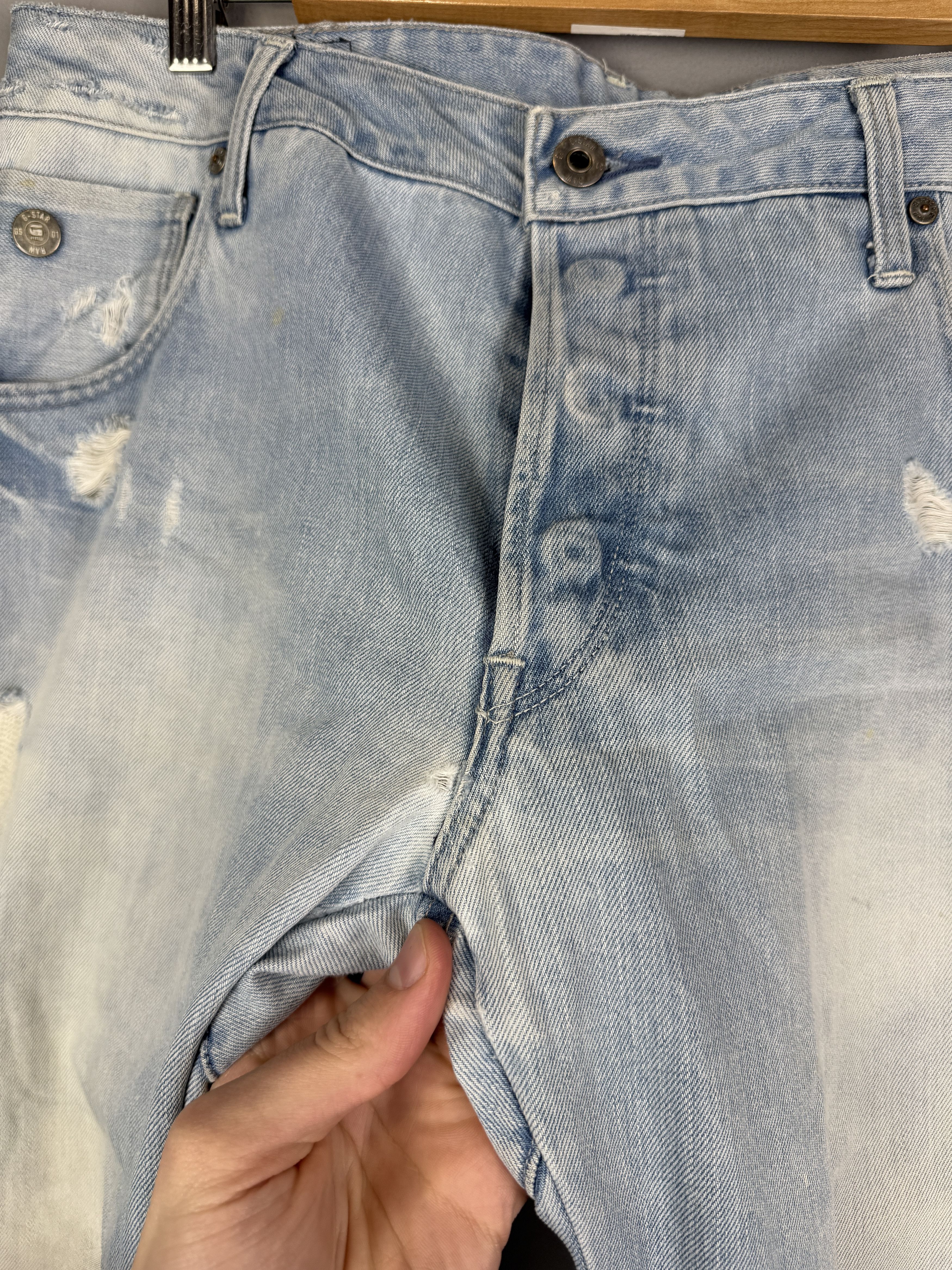 G-Star G-Star Raw Denim Jeans Arc Zip 3D Slim Blue Distressed Denim Size US 34 / EU 50 - 15 Thumbnail