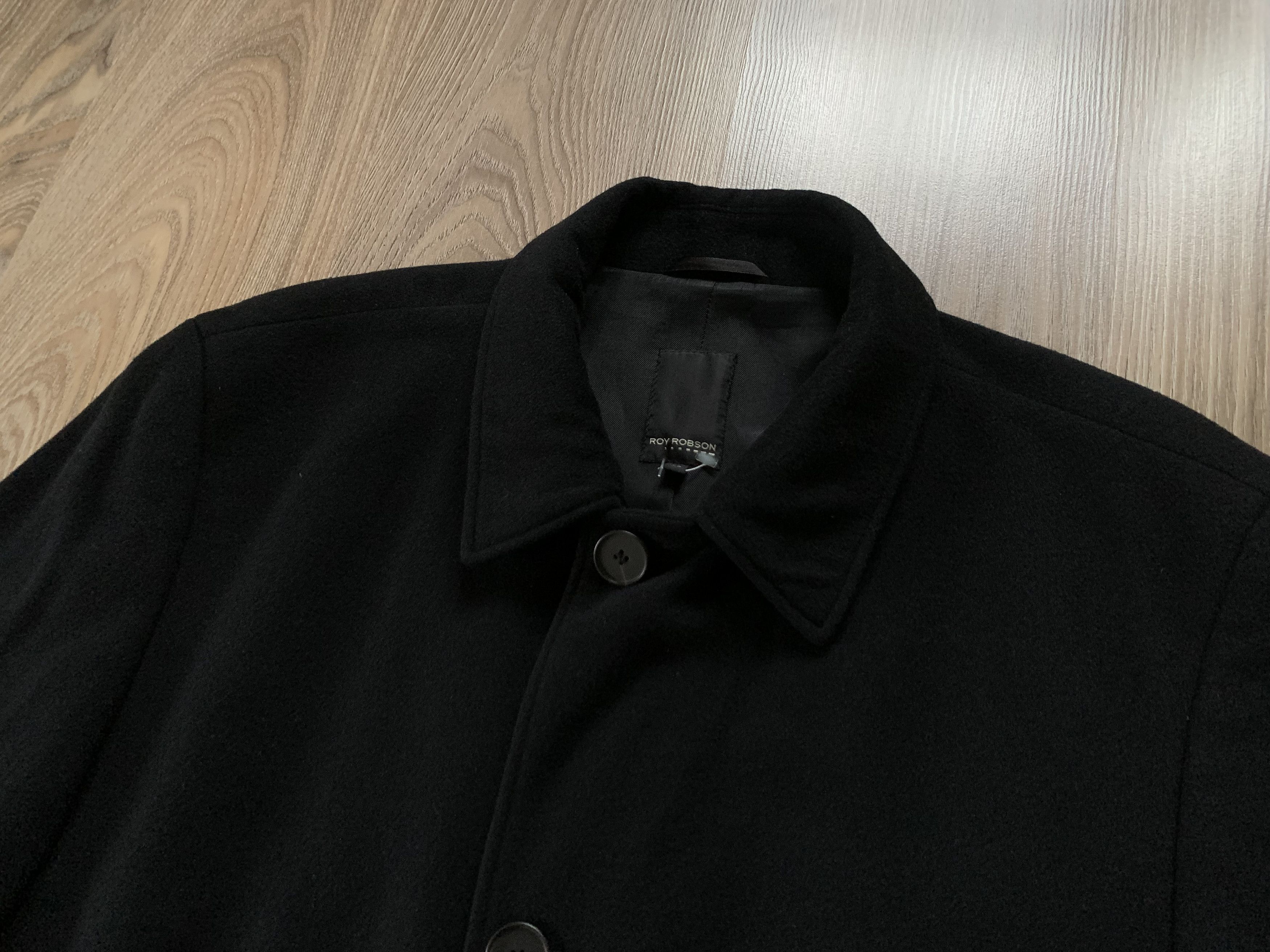 Designer × Vintage Roy Robson Wool Black Heavy Coat Size US L / EU 52-54 / 3 - 5 Thumbnail