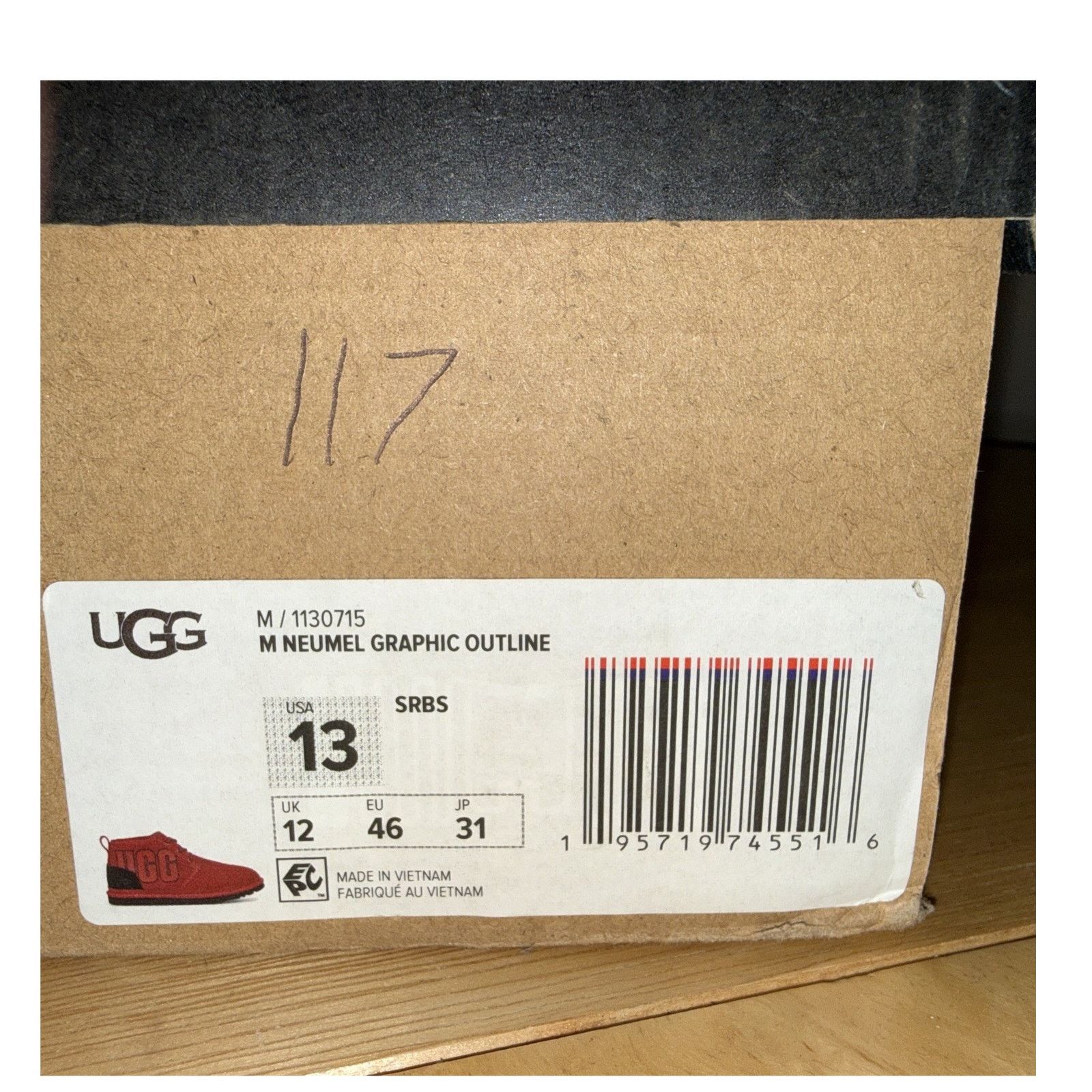 Ugg UGG MENS NEUMEL GRAPHIC OUTLINE BOOT "SAMBA RED BLACK" US 13 Size US 13 / EU 46 - 11 Thumbnail