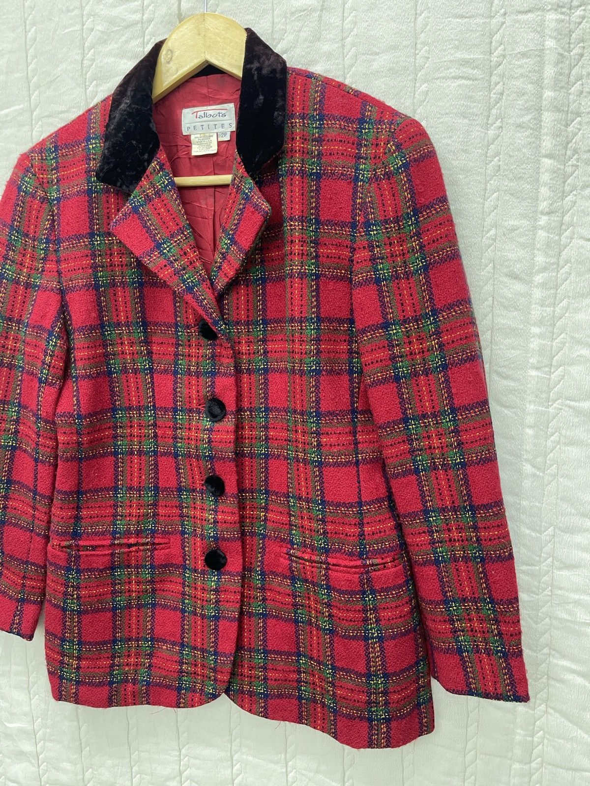 Robert Talbott × Talbots × Vintage ARCHIVE💥TALBOTS PETITES WOOL BLAZER Size S / US 4 / IT 40 - 3 Thumbnail