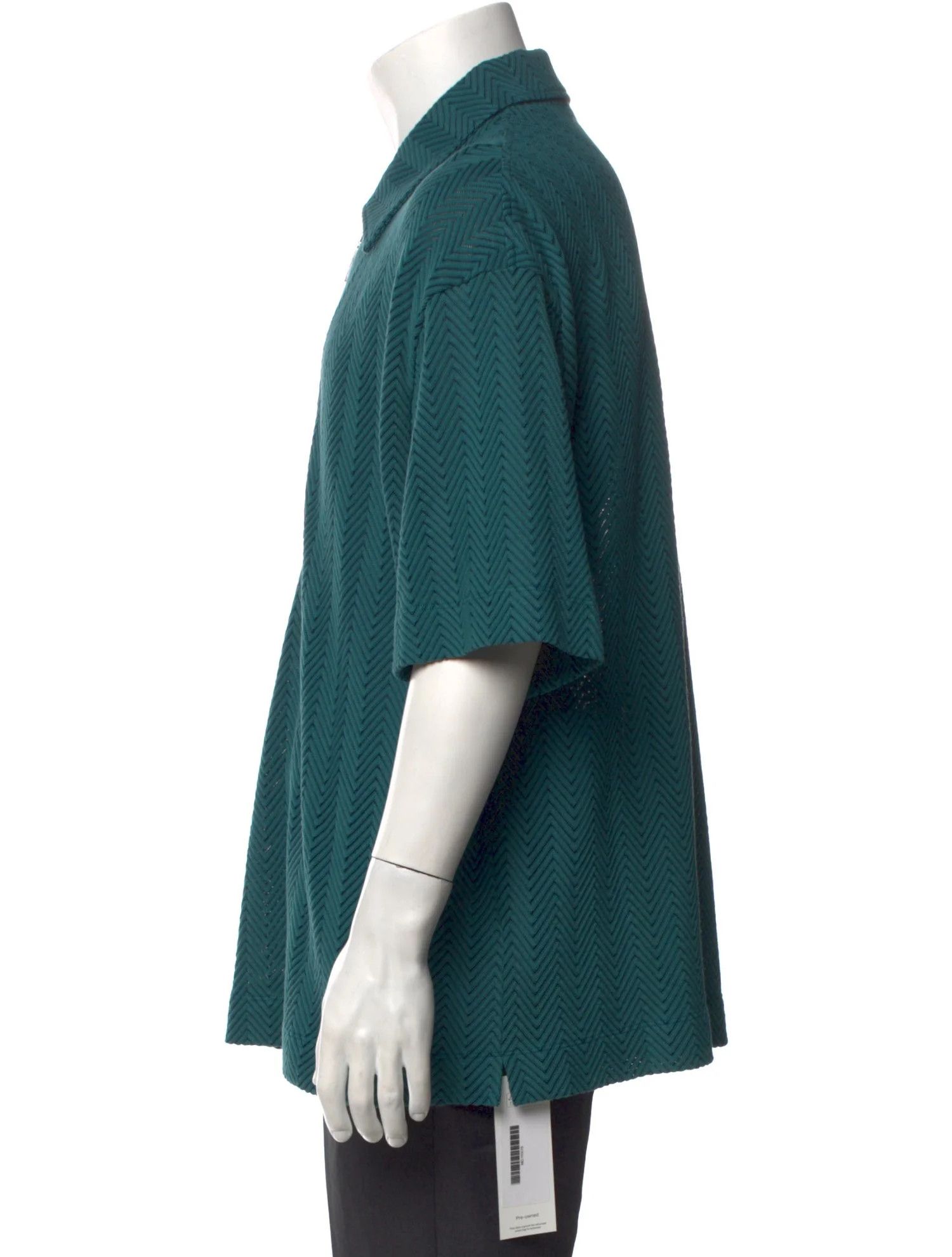 Missoni Green Missoni crochet-knit cotton-blend half-zip polo shirt Size US M / EU 48-50 / 2 - 3 Thumbnail