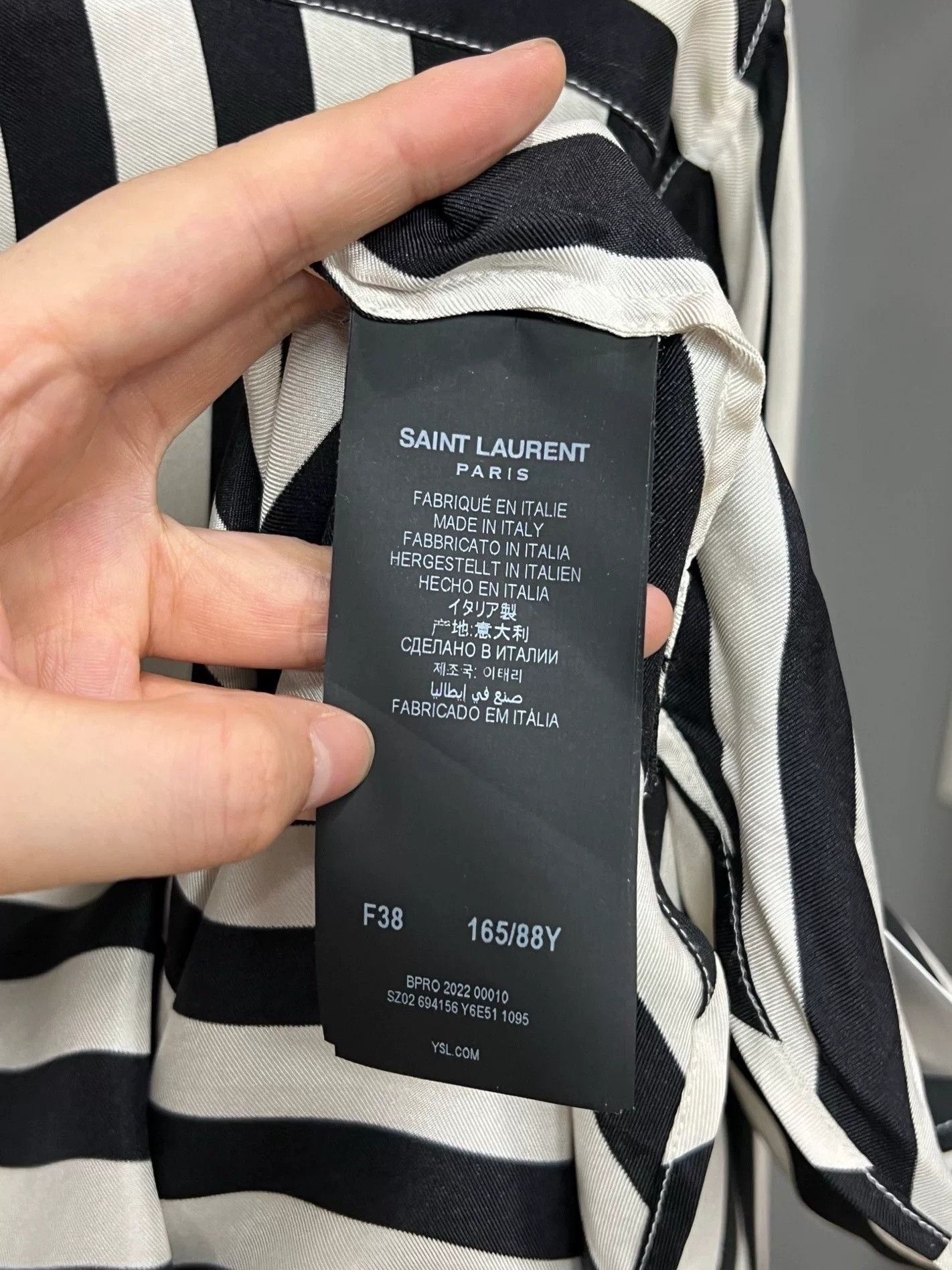 Saint Laurent Paris Saint Laurent Black White Stripe Silk Shirt Size US S / EU 44-46 / 1 - 4 Thumbnail