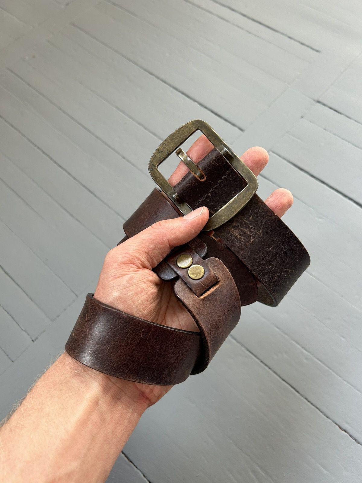 Leather Leather belt vintage Size ONE SIZE - 1 Thumbnail