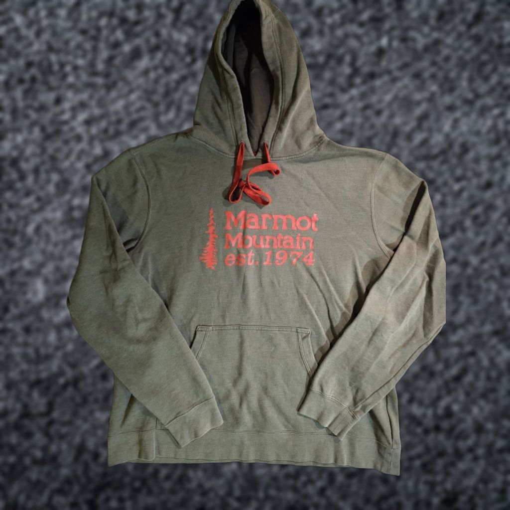 Marmot Marmot Mountain Classic Outdoor Graphic Logo Hooded Sweatshirt Mens XL Size X-Large Green Logo Graphic Print All Seasons Hooded Pullover Size US XL / EU 56 / 4 - 1 Thumbnail
