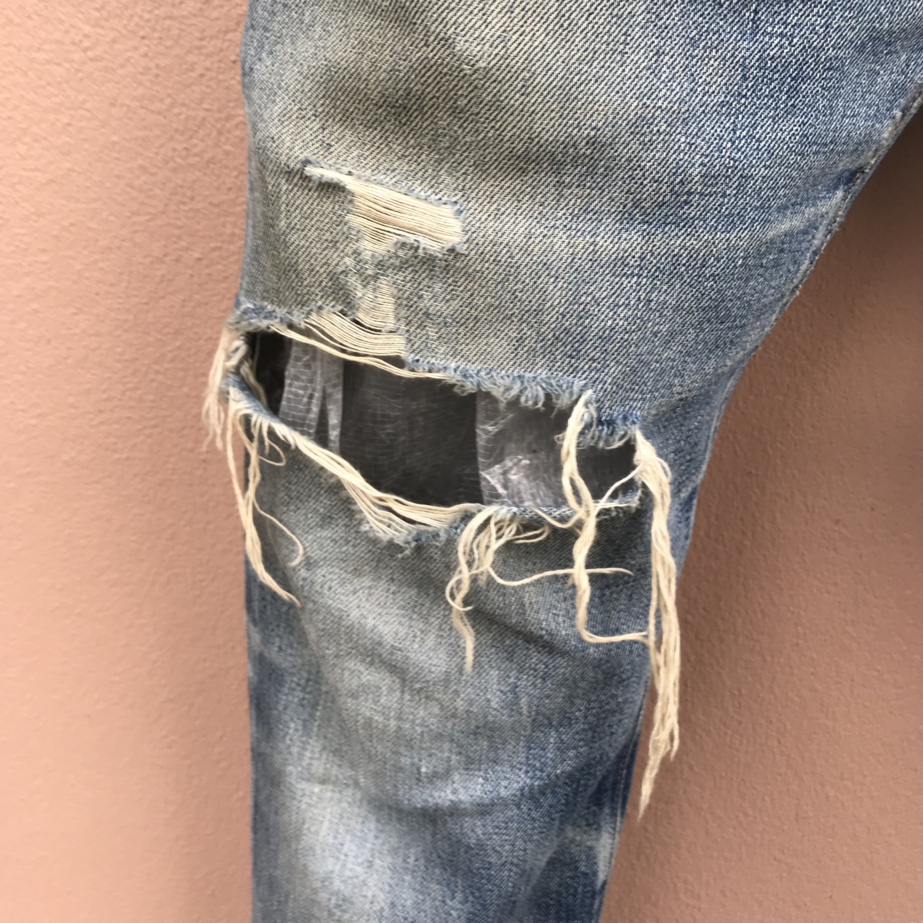 Denime Denime Selvedge Jeans Distressed Ripped Workwear Size US 30 / EU 46 - 8 Thumbnail