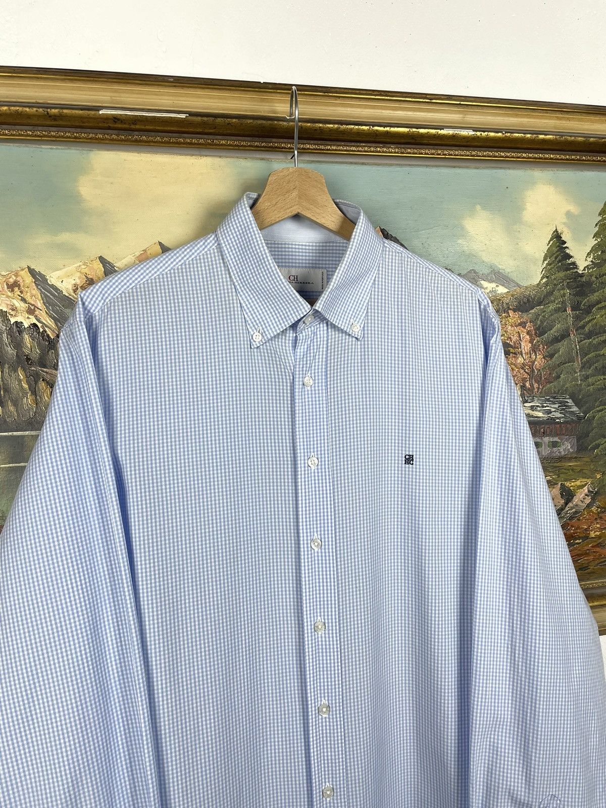 Carolina Herrera Carolina Herrera Blue Checkered Button Ups Shirt Old Money Size US XL / EU 56 / 4 - 5 Thumbnail